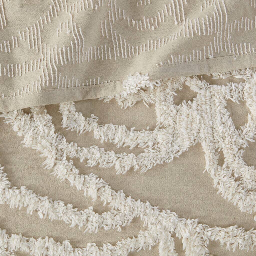 Alt View 5. Gracie Mills - Gracie Mills Ray Boho Tufted Cotton Chenille Medallion Fringe Coverlet Set - Taupe.