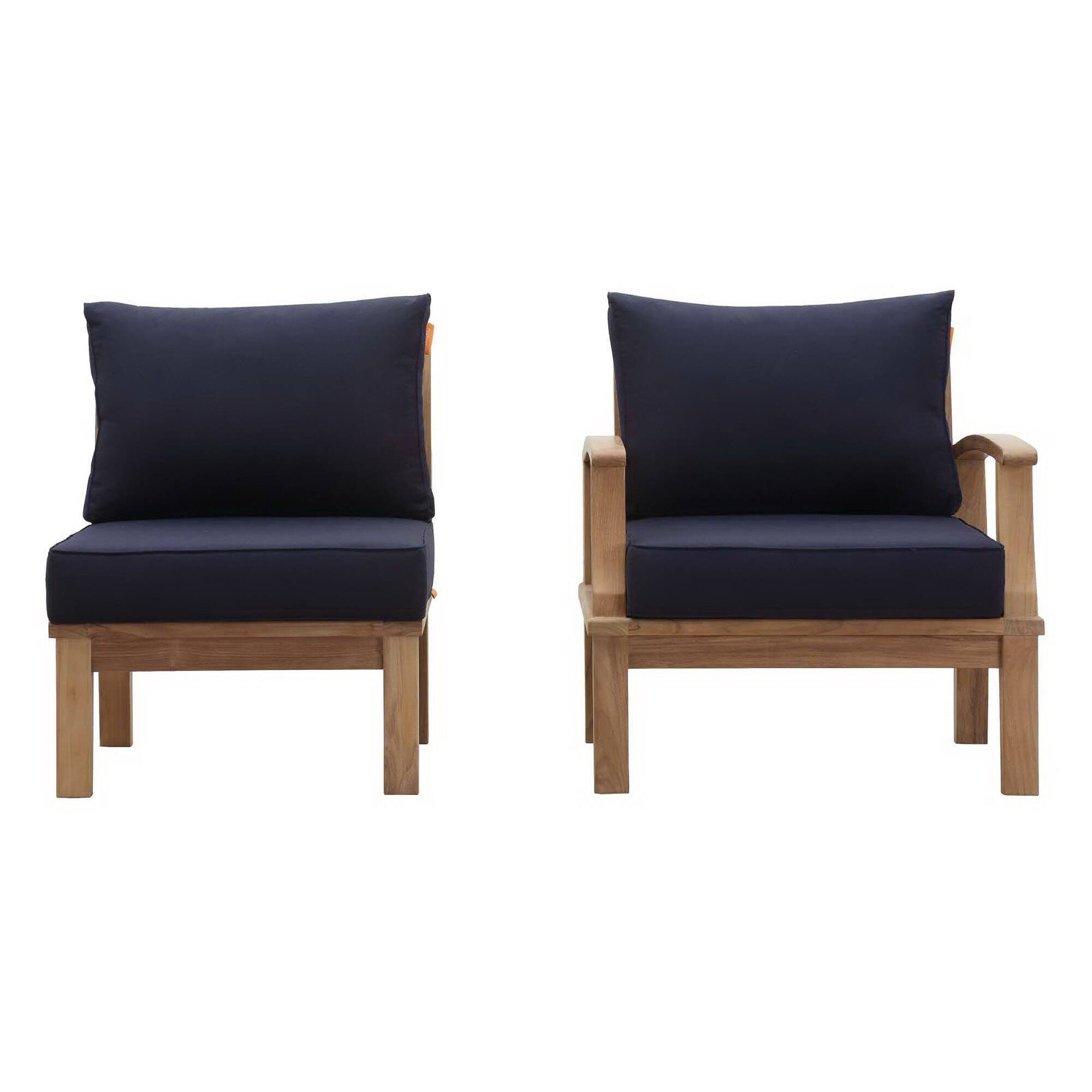 Angle. Modway - Marina 2 Piece Outdoor Patio Teak Set by Modway - Natural Navy.