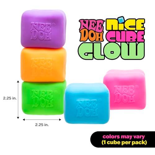 2.25 in.  
NEE DOH  
CUBE  
GLOW  
colors may vary (1 cube per pack)