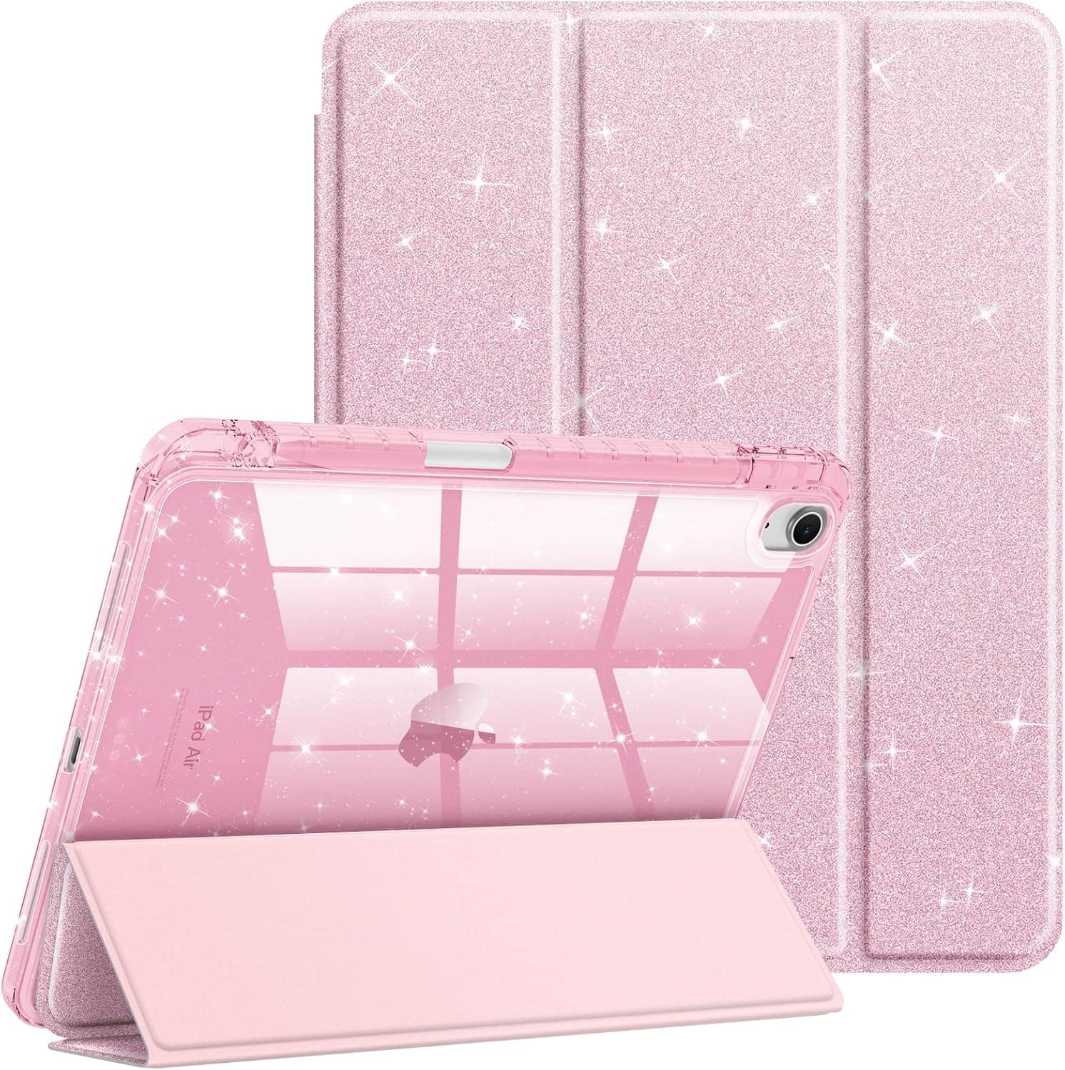 Fintie - Case for iPad Air 11-inch (M4/M3/M2) & iPad Air 4th/5th Gen 10.9 inch | Sparkly Shockproof Cover Shiny Clear Back Shell - Light Pink price history on PriceWatchPro