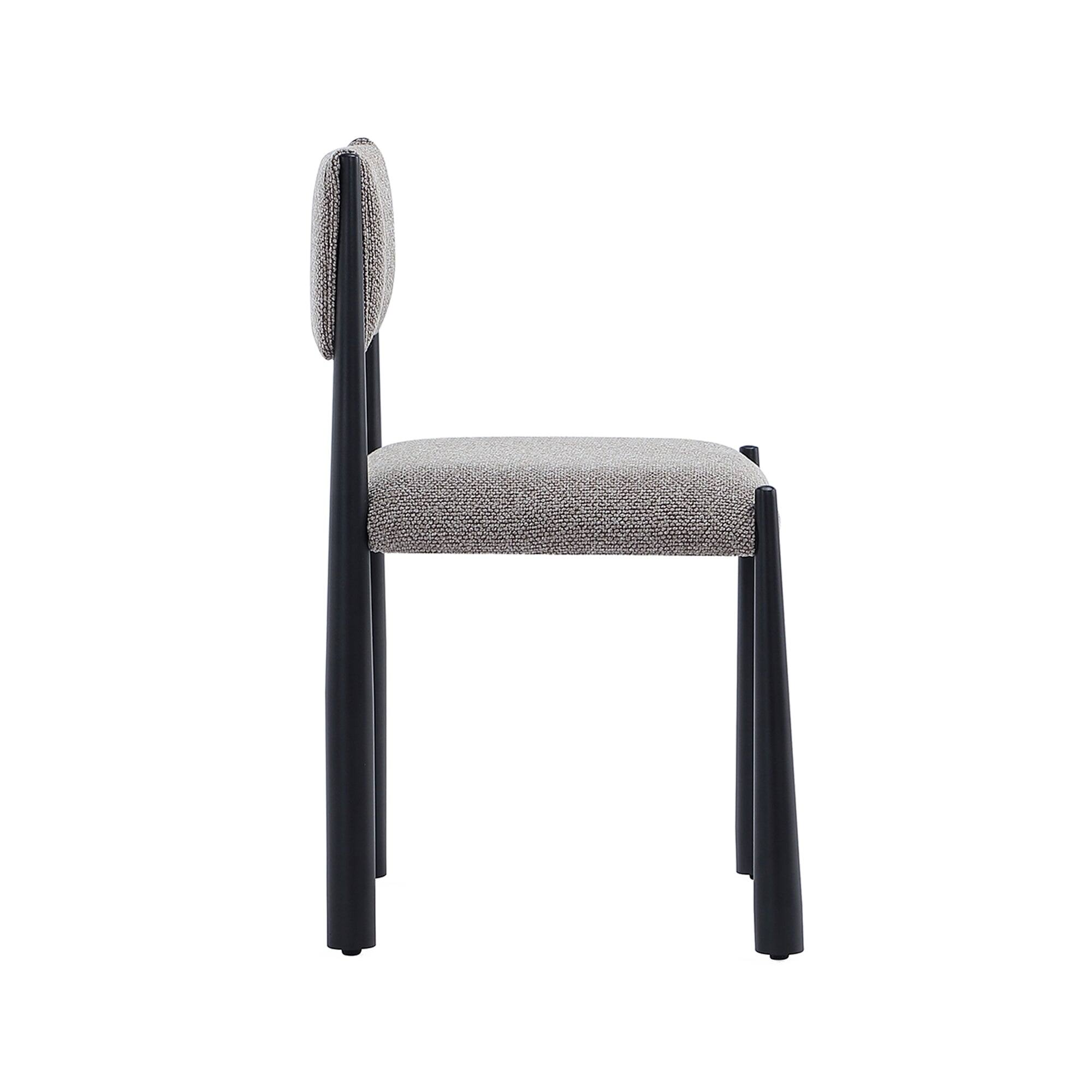 Alt View 3. Manhattan Comfort - Lennor Mid-Century Modern Metal Boucle Side Chair - Set of 2 - Mushroom.