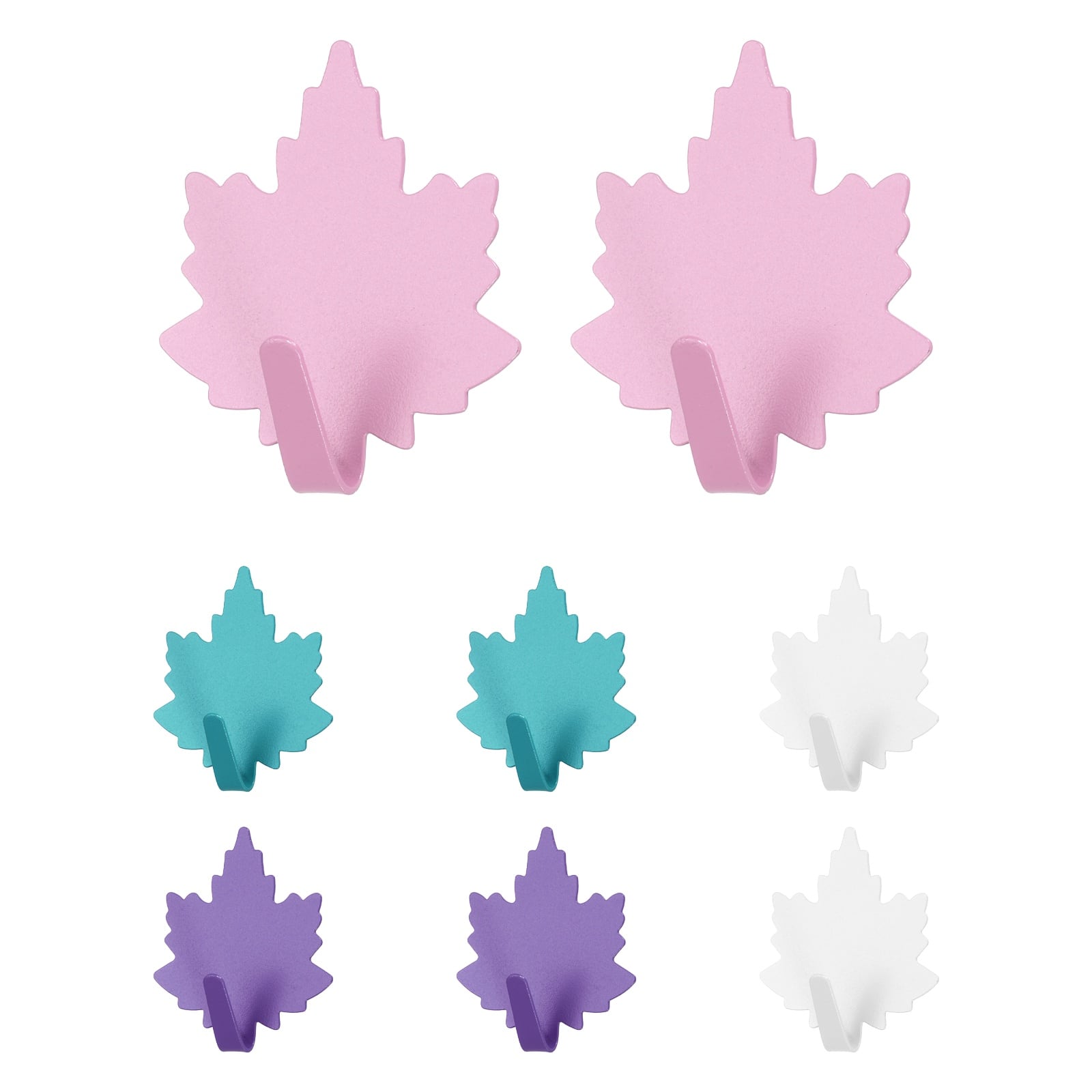 Unique Bargains - 8pcs Leaf Shaped Wall Hooks, Metal Adhesive Towel Hook, Heavy Duty Sticky for Bathroom Kitchen Office Keys Coats - Beige, Pink, Purple, Blue price history on PriceWatchPro