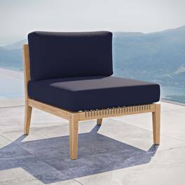 Clearwater Outdoor Patio Teak Wood Armless Chair by Modway - Gray Navy