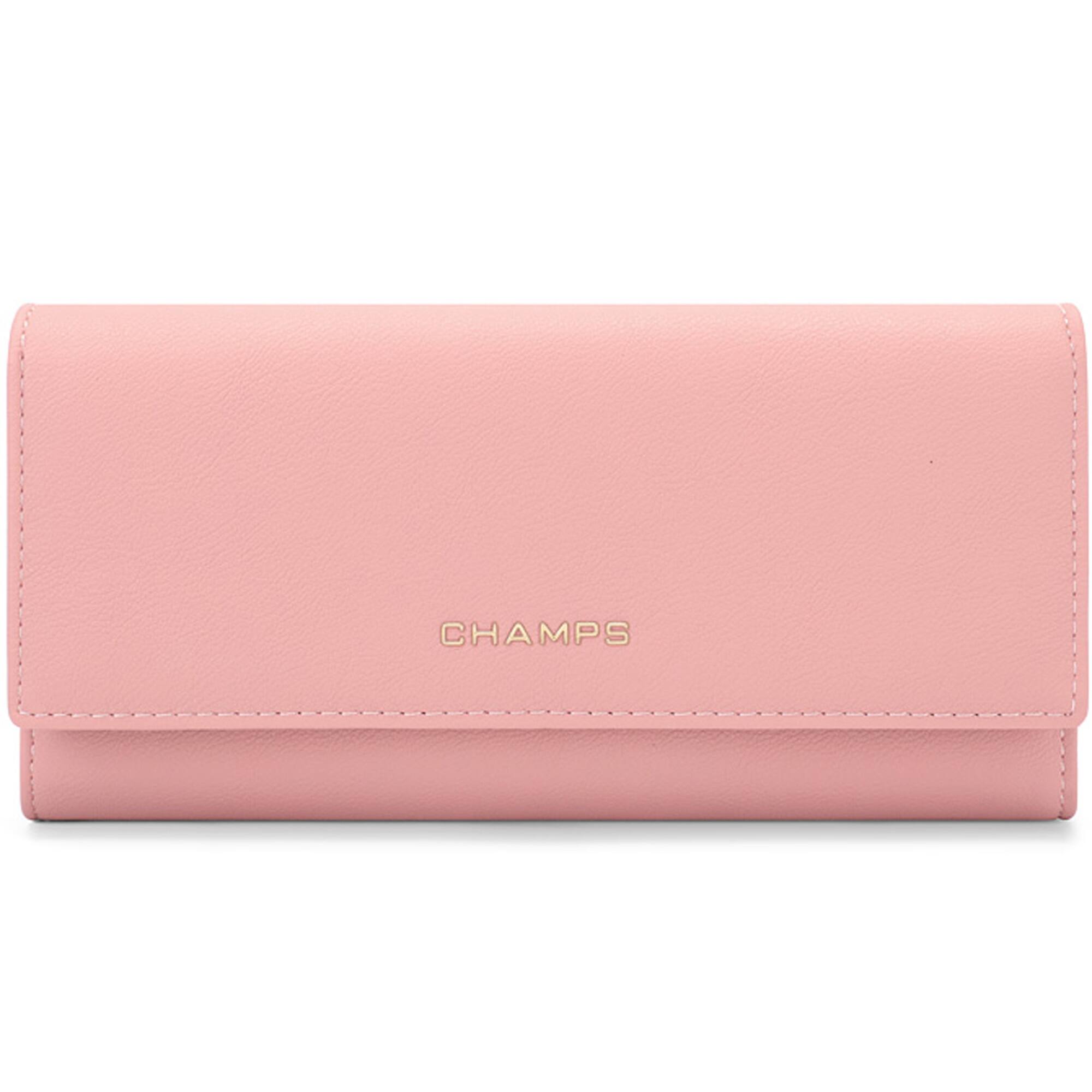 Front. Champs - Iconic Collection Expandable Trifold Wallet - Pink.