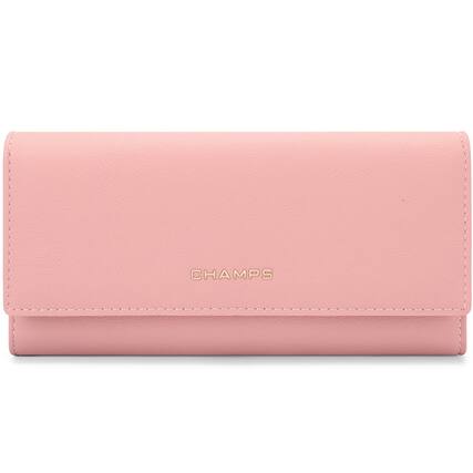 Front. Champs - Iconic Collection Expandable Trifold Wallet - Pink.