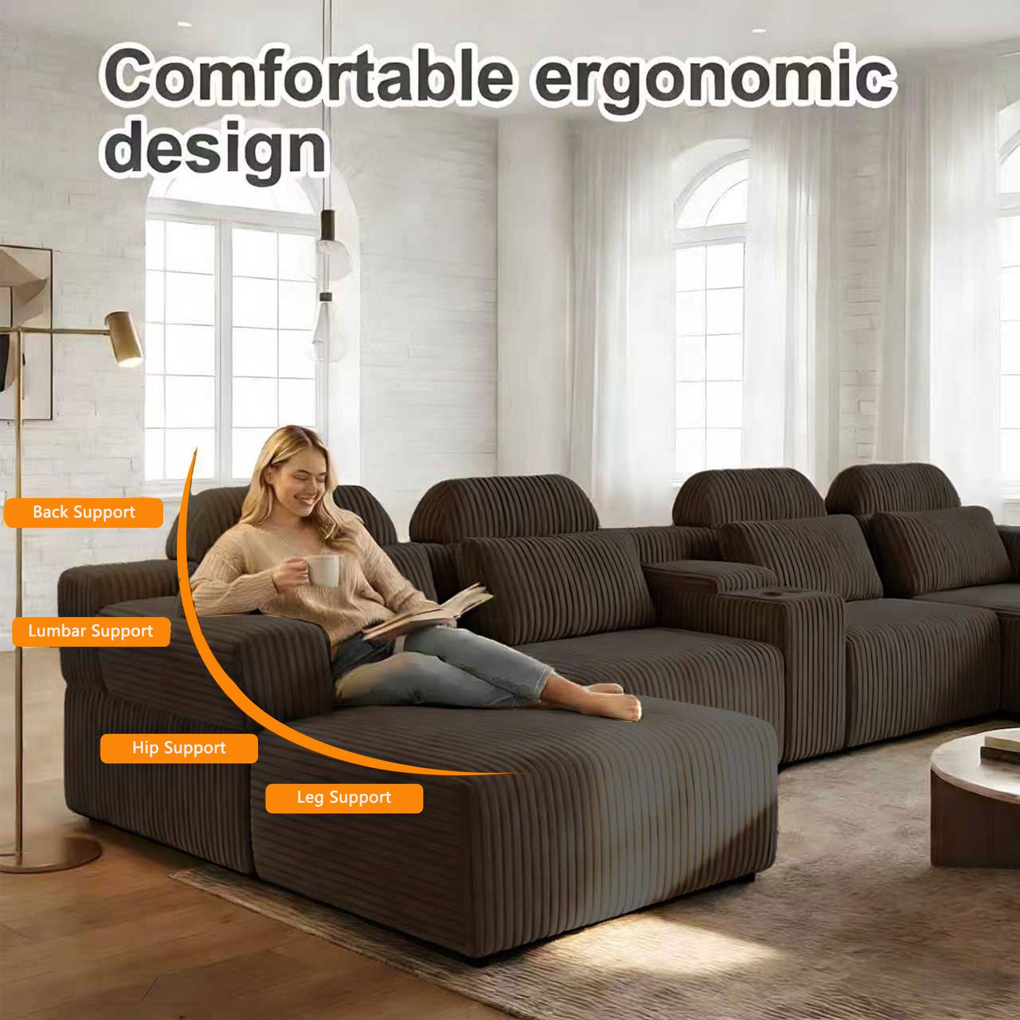 Comfortable ergonomic design

- Back Support
- Lumbar Support
- Hip Support
- Leg Support
