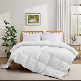 Puredown - Luxurious 300TC 100% Organic Cotton Down Feather Fiber Comforter, King - White