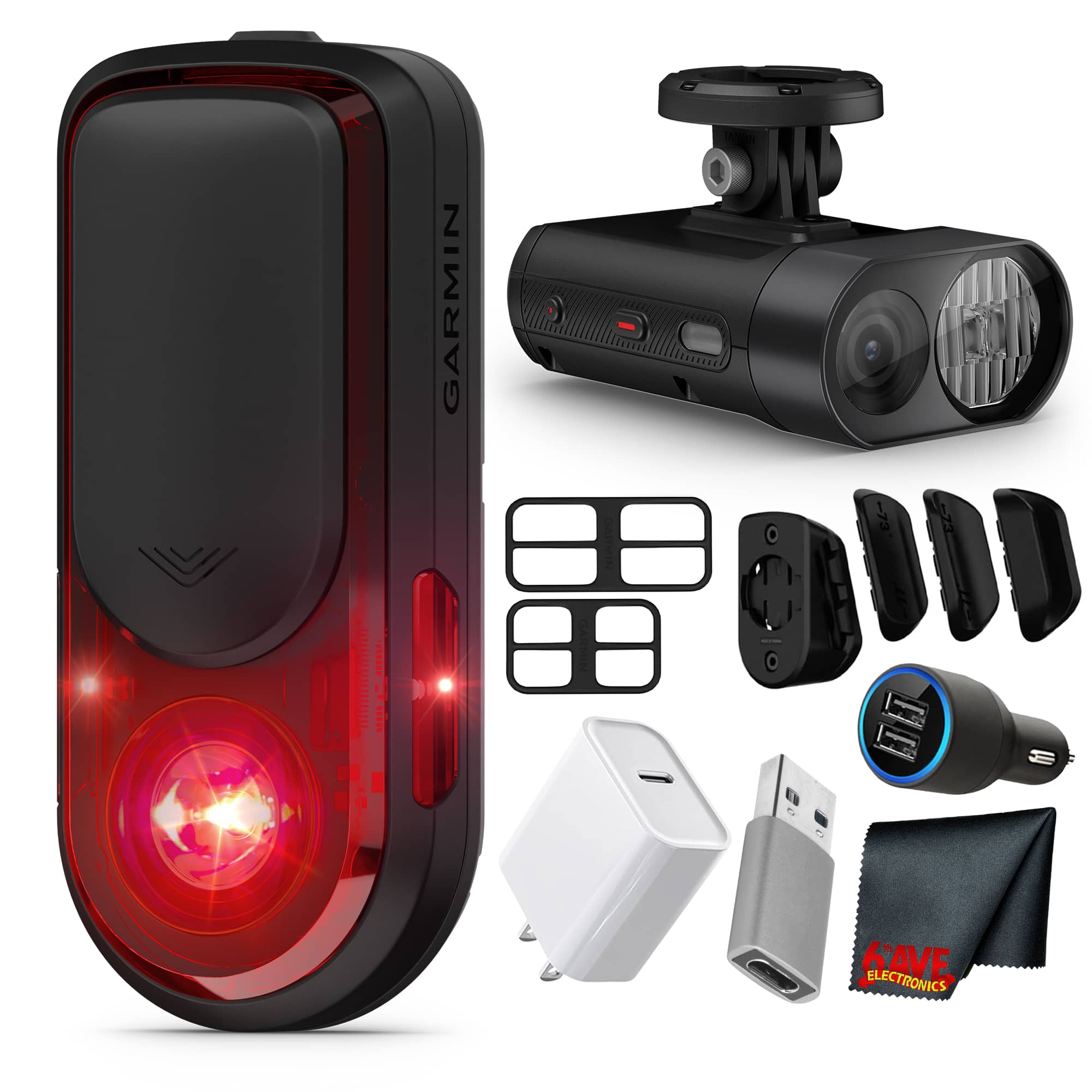 Garmin - Varia RearVue 820 Radar Tail Light + Varia Vue Cycling Headlight & 4k Camera - Black