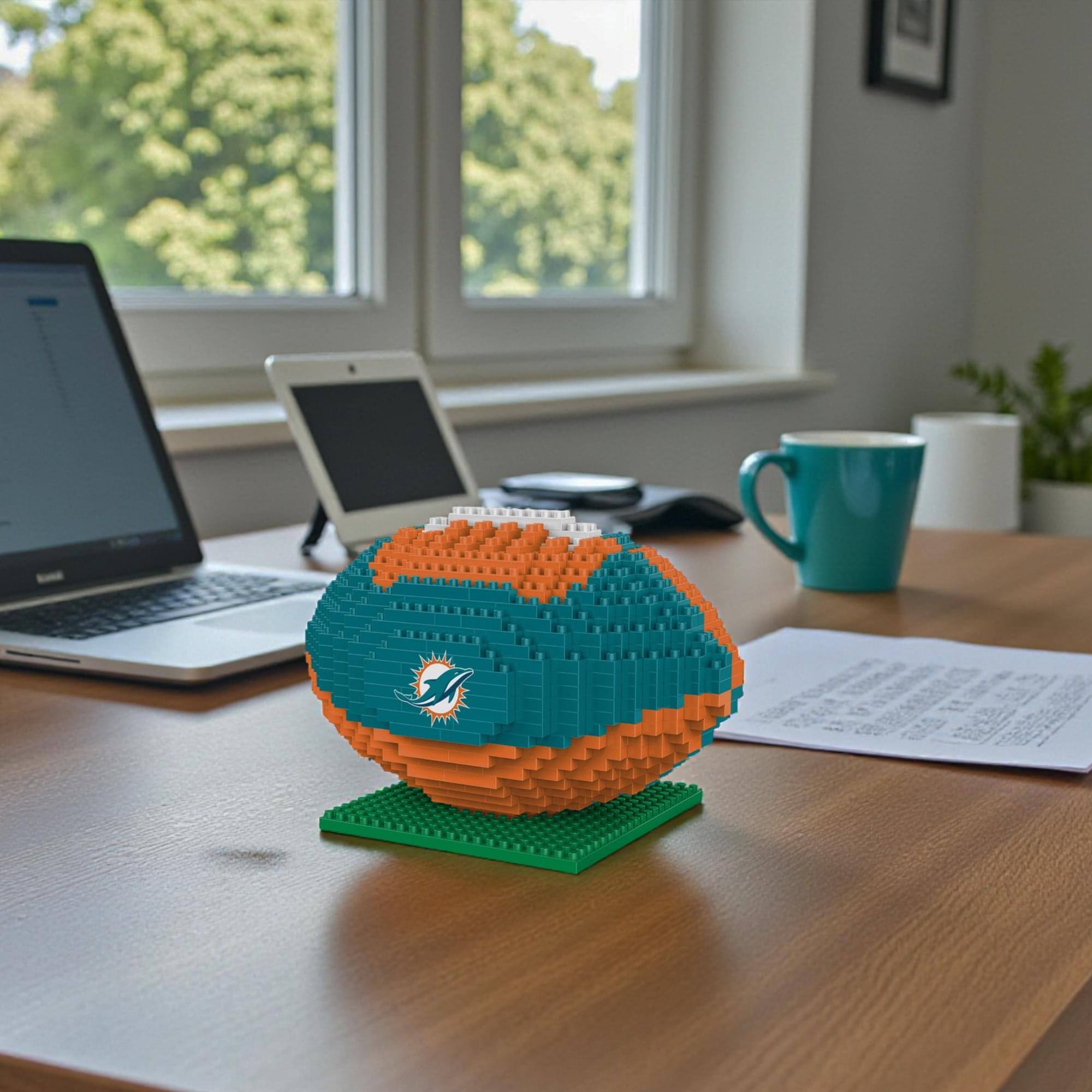 Alt View 3. Forever Collectibles - Miami Dolphins NFL BRXLZ Football 704-Piece Building Block Set - Blue.