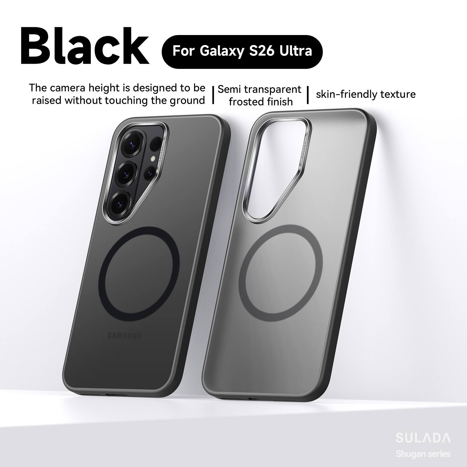 Dteck - Frosted Semi-transparent Shockproof Magnetic Phone Case For Samsung Galaxy S26 Ultra - Black