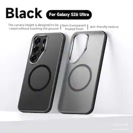 Dteck - Frosted Semi-transparent Shockproof Magnetic Phone Case For Samsung Galaxy S26 Ultra - Black