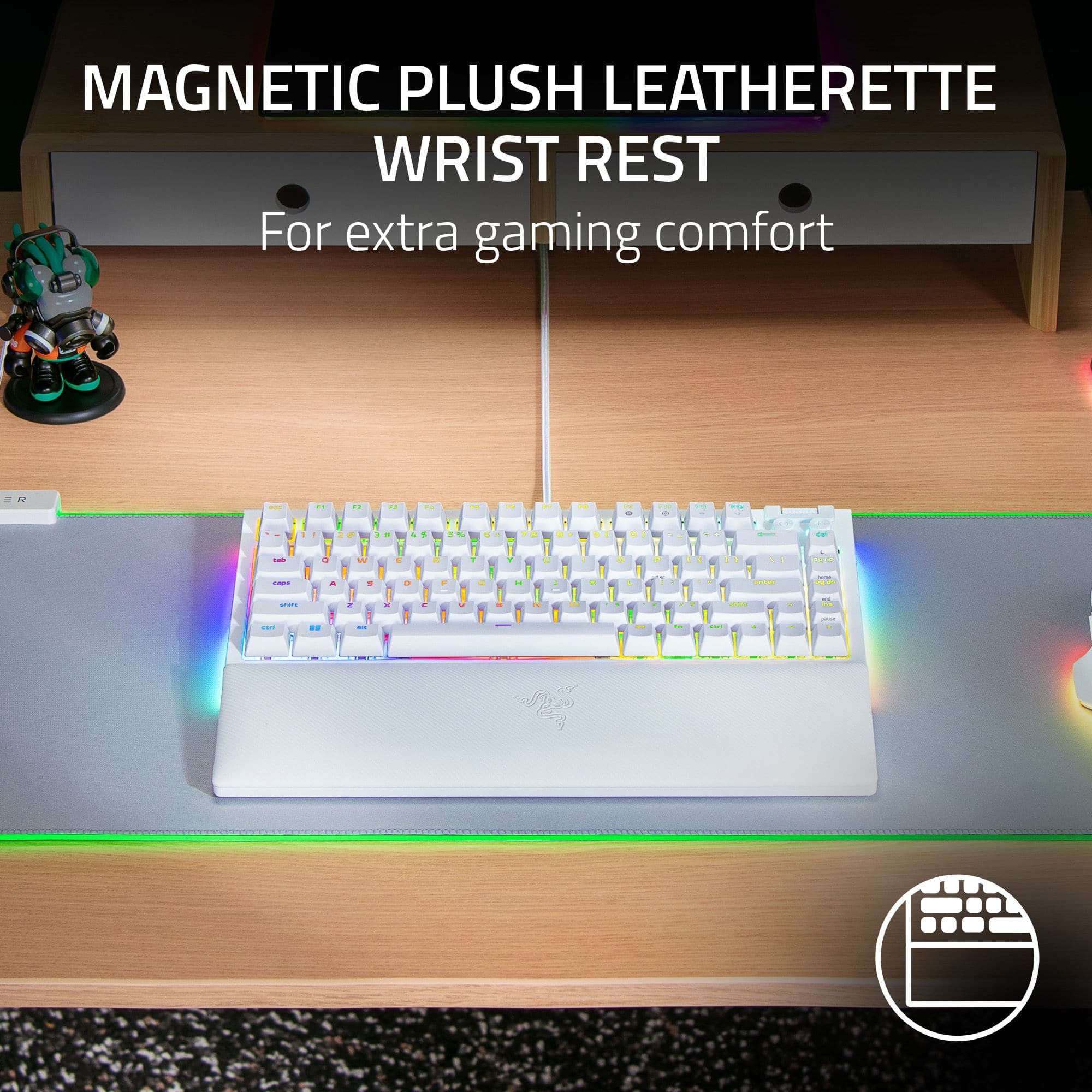 Magnetic Plus Leatherette Wrist Rest for extra gaming comfort.