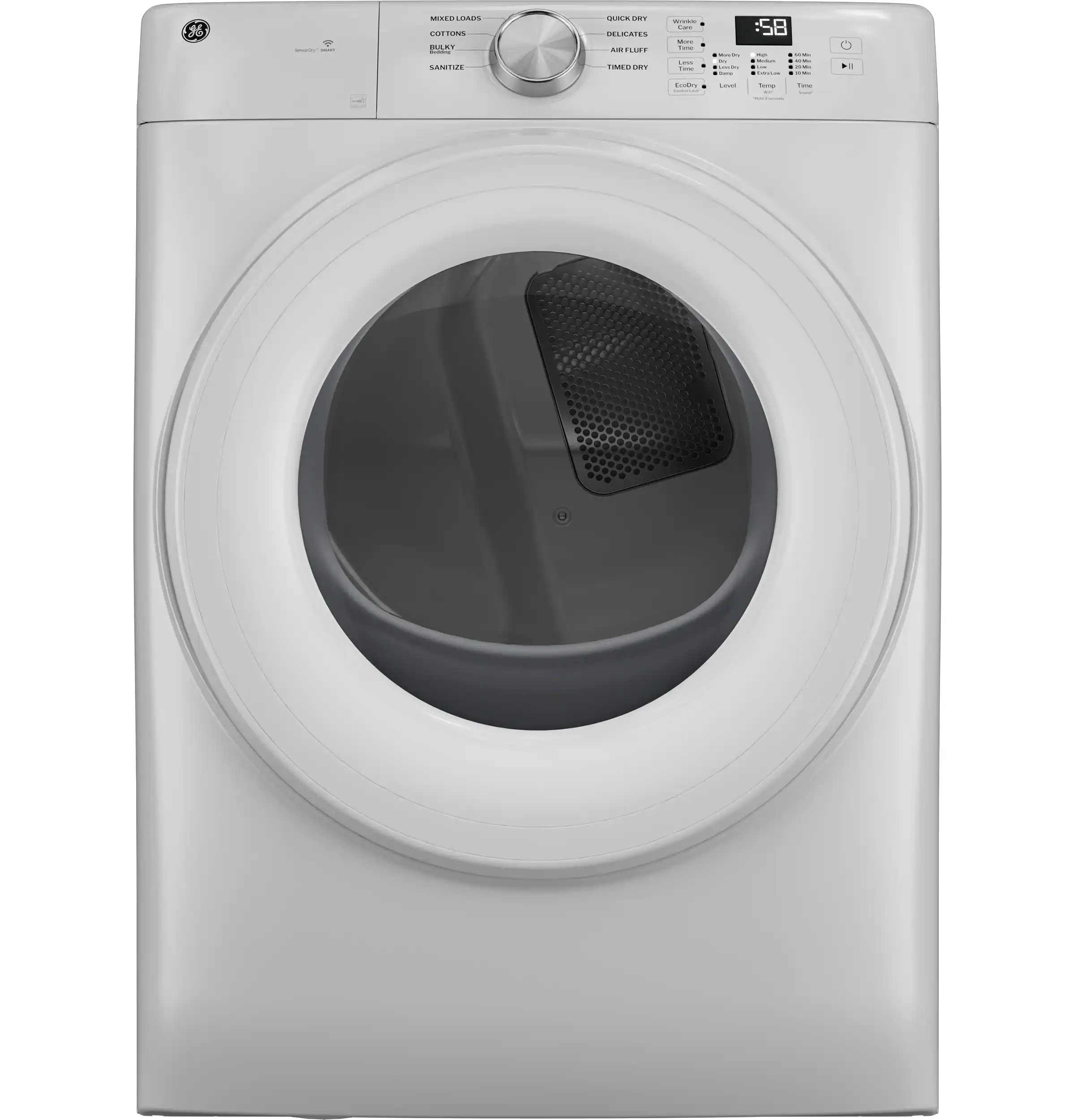 GE - 7.8 Cu. Ft. Stackable Smart Electric Dryer with Sanitize Cycle - White