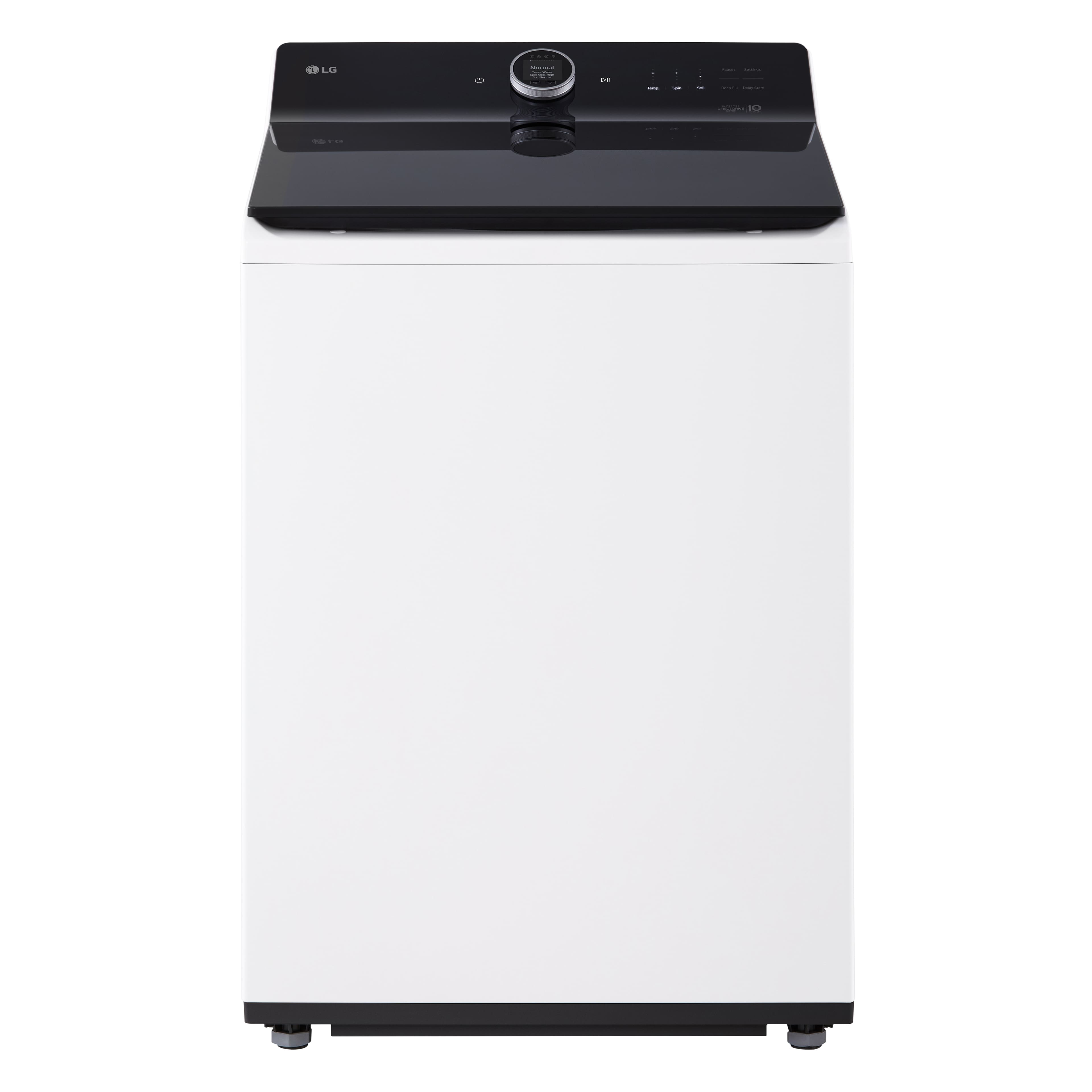 Front. LG - 5.5 Cu. Ft. High Efficiency Smart Top Load Washer with EasyUnload - Alpine White.