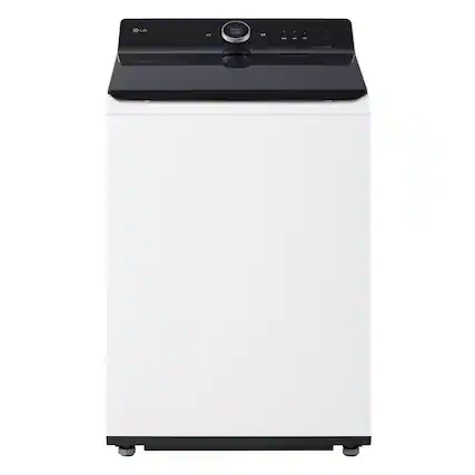 Front. LG - 5.5 Cu. Ft. High Efficiency Smart Top Load Washer with EasyUnload - Alpine White.