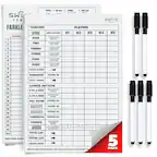 **SWOOC GAMES**
**FARKLE**
**YARDZEE**
**PLAYERS**
**#1** | **#2** | **#3** | **#4** | **#5**
**UPPER SECTION**
1. **ACES**
- Count & add only Aces
- SCORE
2. **TWOS**
- Count & add only Twos
- SCORE
3. **THREES**
- Count & add only Threes
- SCORE
4. **FOURS**
- Count & add only Fours
- SCORE
5. **FIVES**
- Count & add only Fives
- SCORE
6. **SIXES**
- Count & add only Sixes
- SCORE
**TOTAL SCORE**
- SCORE
**BONUS**
- SCORE 35
**TOTAL + BONUS**
- SCORE
**LOWER SECTION**
7. **3 OF A KIND**
- Add total off all dice
- SCORE 25
8. **4 OF A KIND**
- Add total off all dice
- SCORE
9. **FULL HOUSE**
- SCORE 25
10. **SMALL STRAIGHT**
- (Sequence of 4)
- SCORE 30
11. **LARGE STRAIGHT**
- (Sequence of 5)
- SCORE 40
12. **YARDZEE**
- SCORE 50
13. **CHANCE**
- Add total off all dice
- SCORE
14. **YARDZEE BONUS**
- For Each Bonus
- SCORE per 100
**TOTAL SECTION**
- SCORE
**GRAND TOTAL**
- SCORE
**NEED MORE SCORECARDS? VISIT SWOOCGAMES.COM/SCORE**
**5 PACK**
**FIVES = 50 pts**
**3 ONES = 300 pts**
**ONES = 100 pts**
**FOUR OF A KIND = 1000 pts**
**SWOOC GAMES**