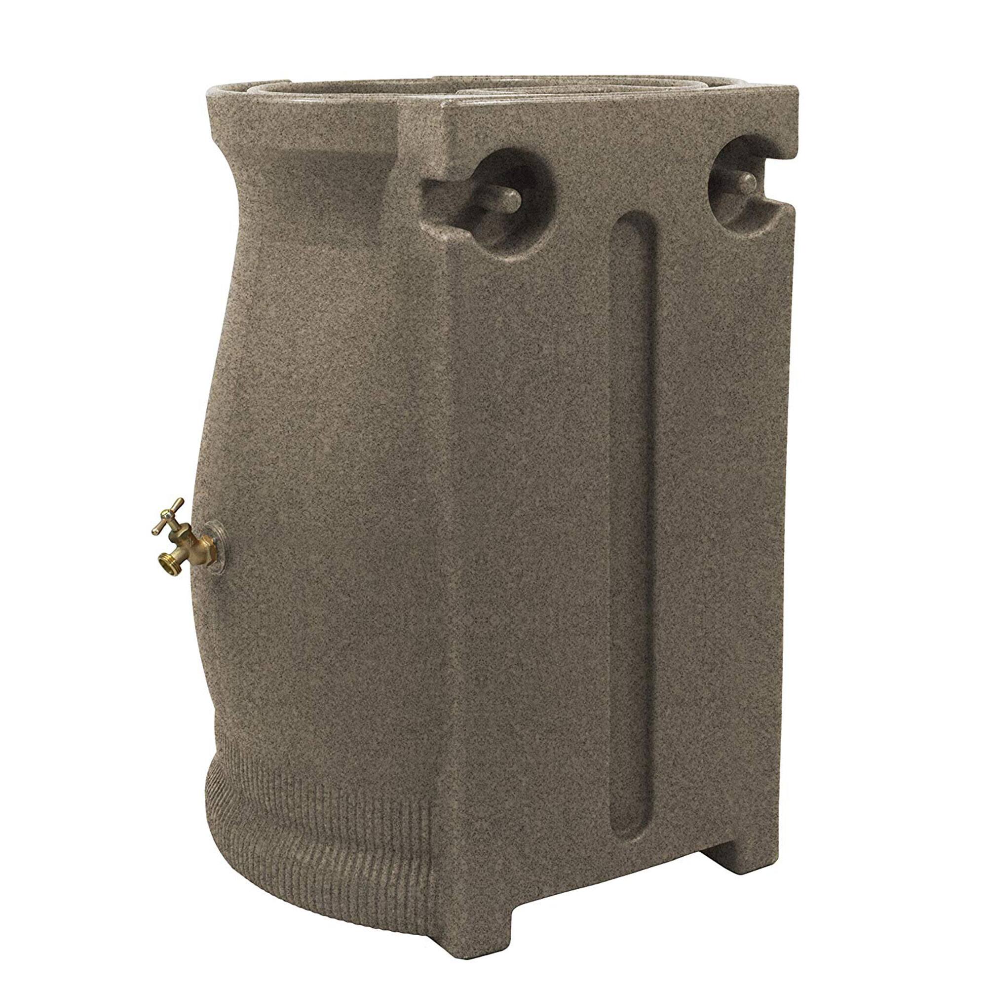 Front. Good Ideas - Good Ideas Rain Wizard 50 Gallon Plastic Rain Barrel Urn, Sandstone (2 Pack).