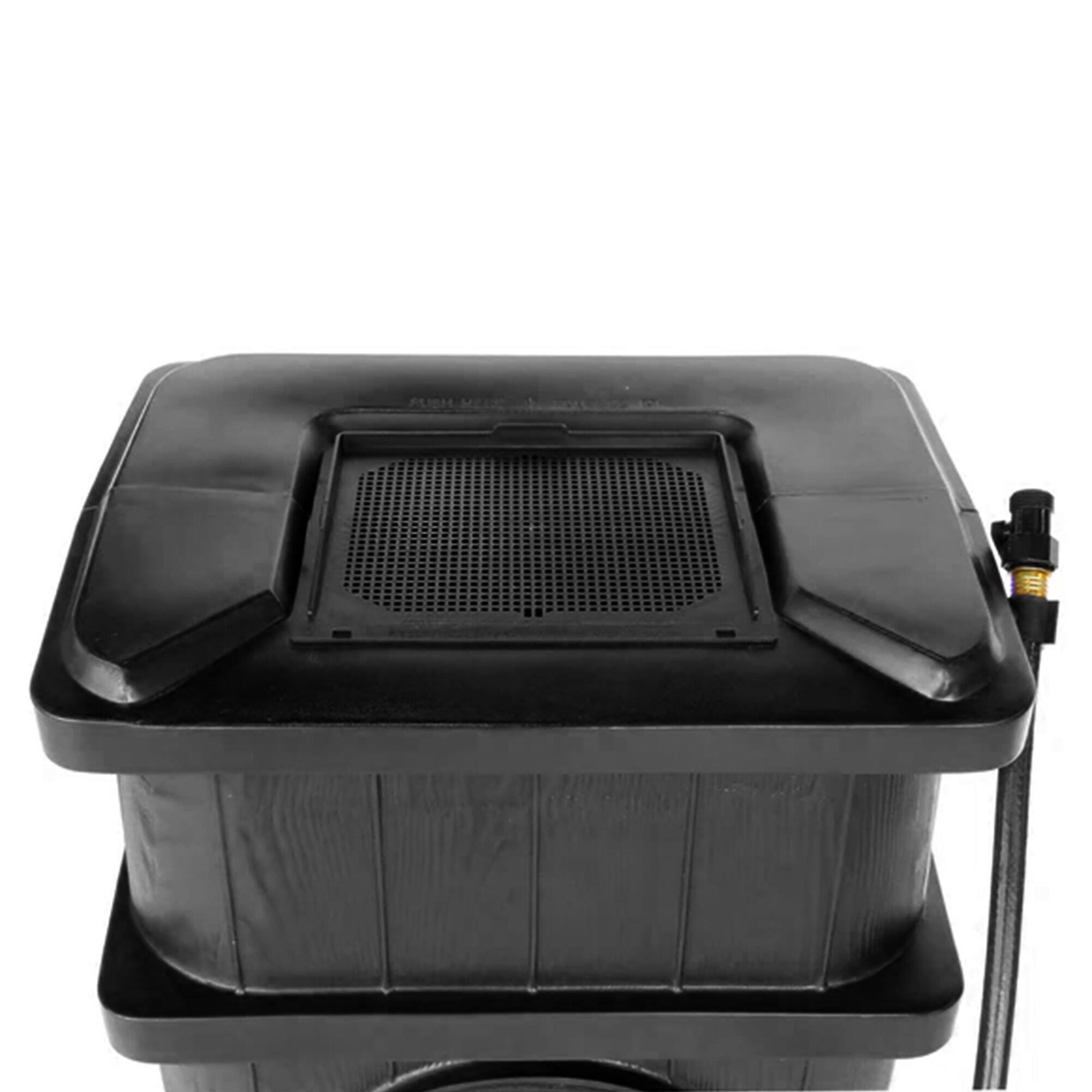 Alt View 7. FCMP Outdoor - FCMP Outdoor Wood Grain Rain Water Catcher Barrel with Flat Back Design, Black - Black.