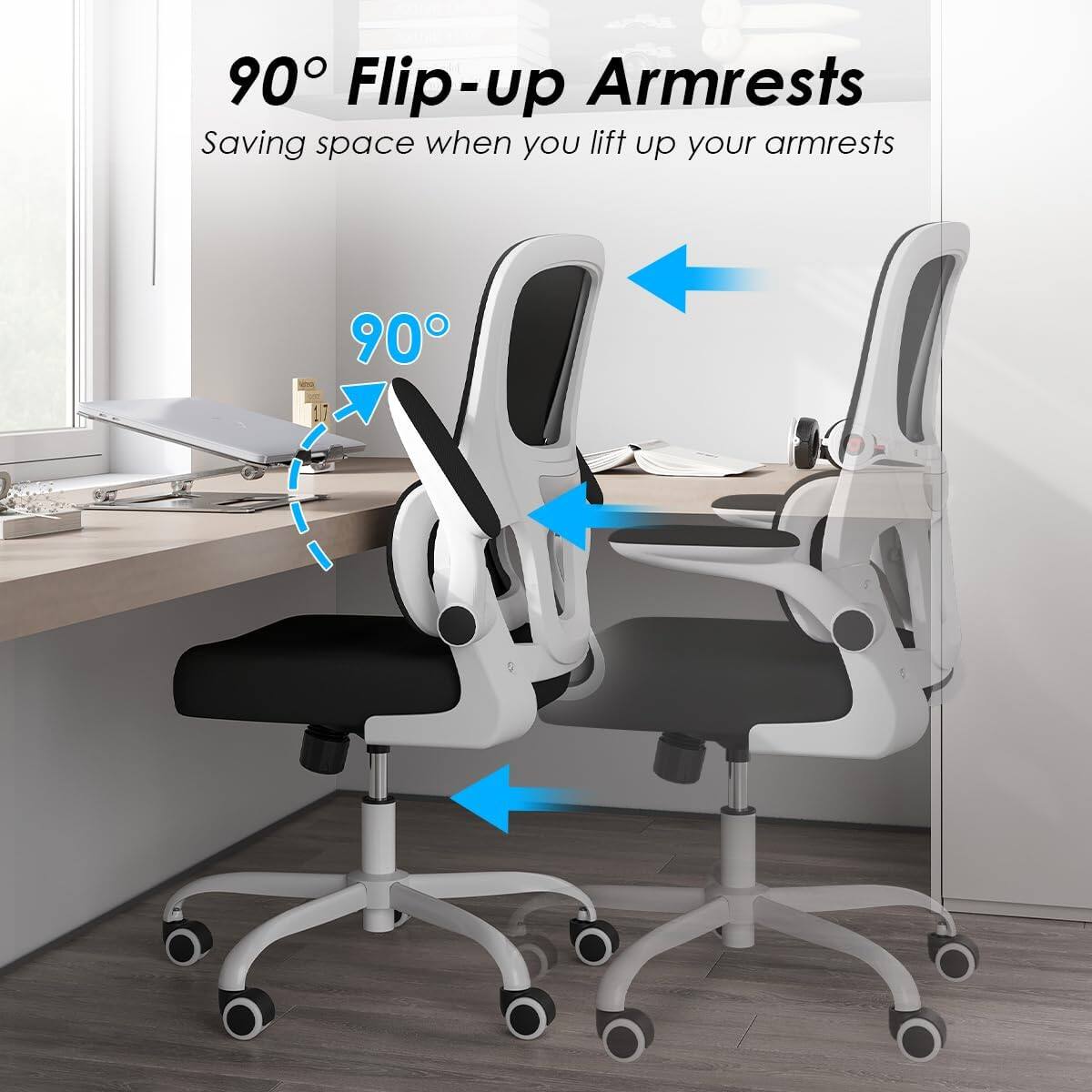 90° Flip-up Armrests  
Saving space when you lift up your armrests