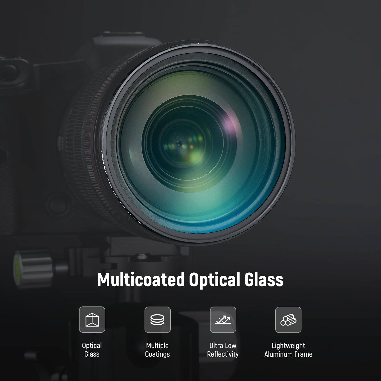 Multicoated Optical Glass  
Optical Glass  
Multiple Coatings  
Ultra Low Reflectivity  
Lightweight Aluminum Frame