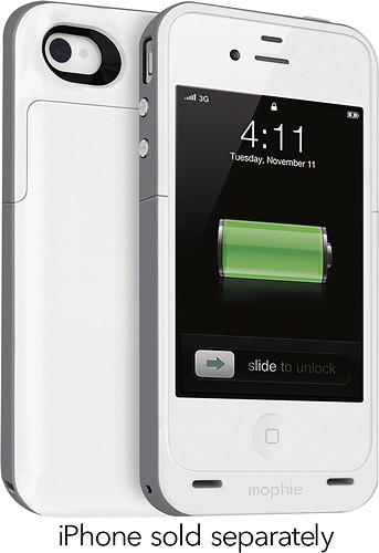  mophie - Juice Pack Plus Charging Case for Apple® iPhone® 4 and 4S - White