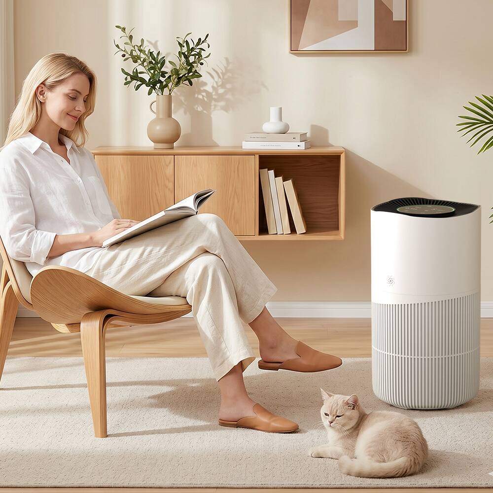 Alt View 9. Topteng - PJ10 Smart H13 HEPA Air Purifier with App, 402m³/h CADR for Large Room up to 1830 sq.ft, for Pet Hair/Dander/Odor/Dust - White.