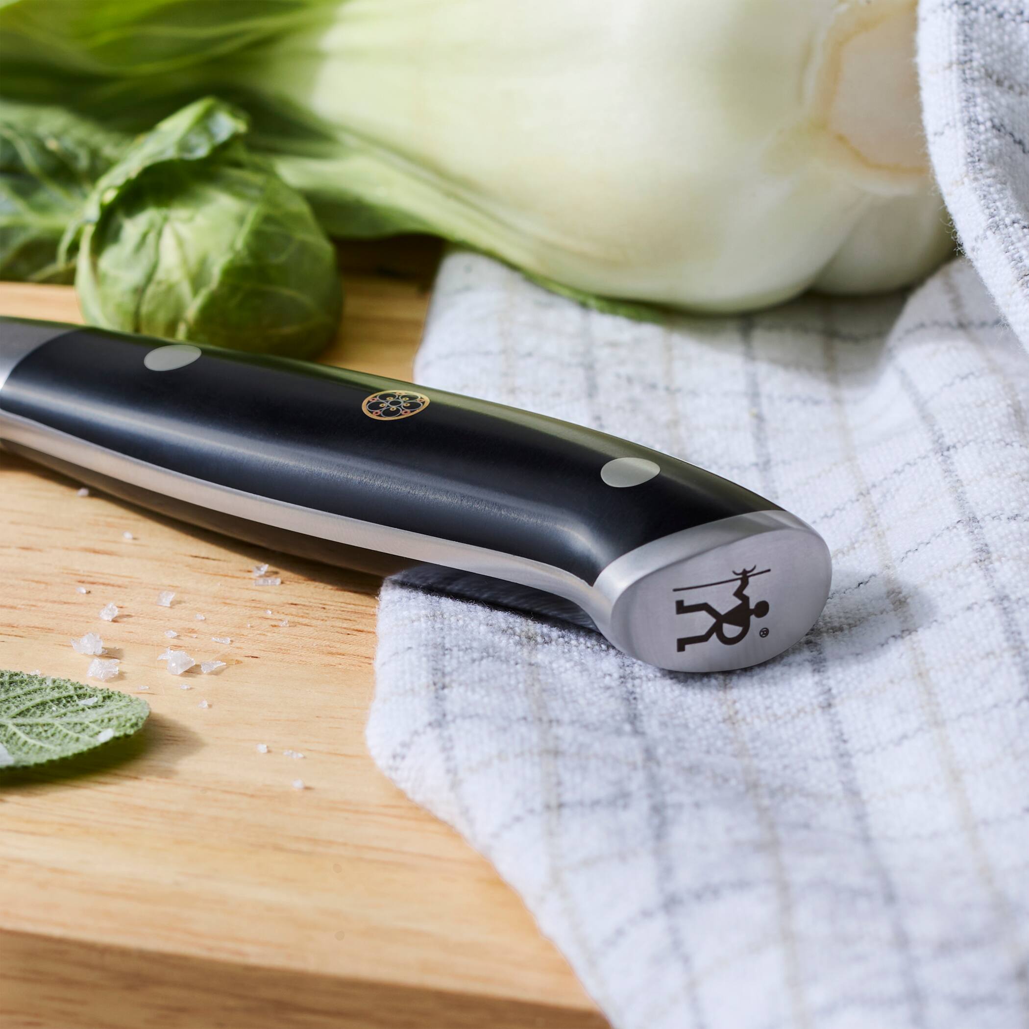 Alt View 3. Henckels - Henckels Compass Damascus 6.5-inch Nakiri Knife - Black.