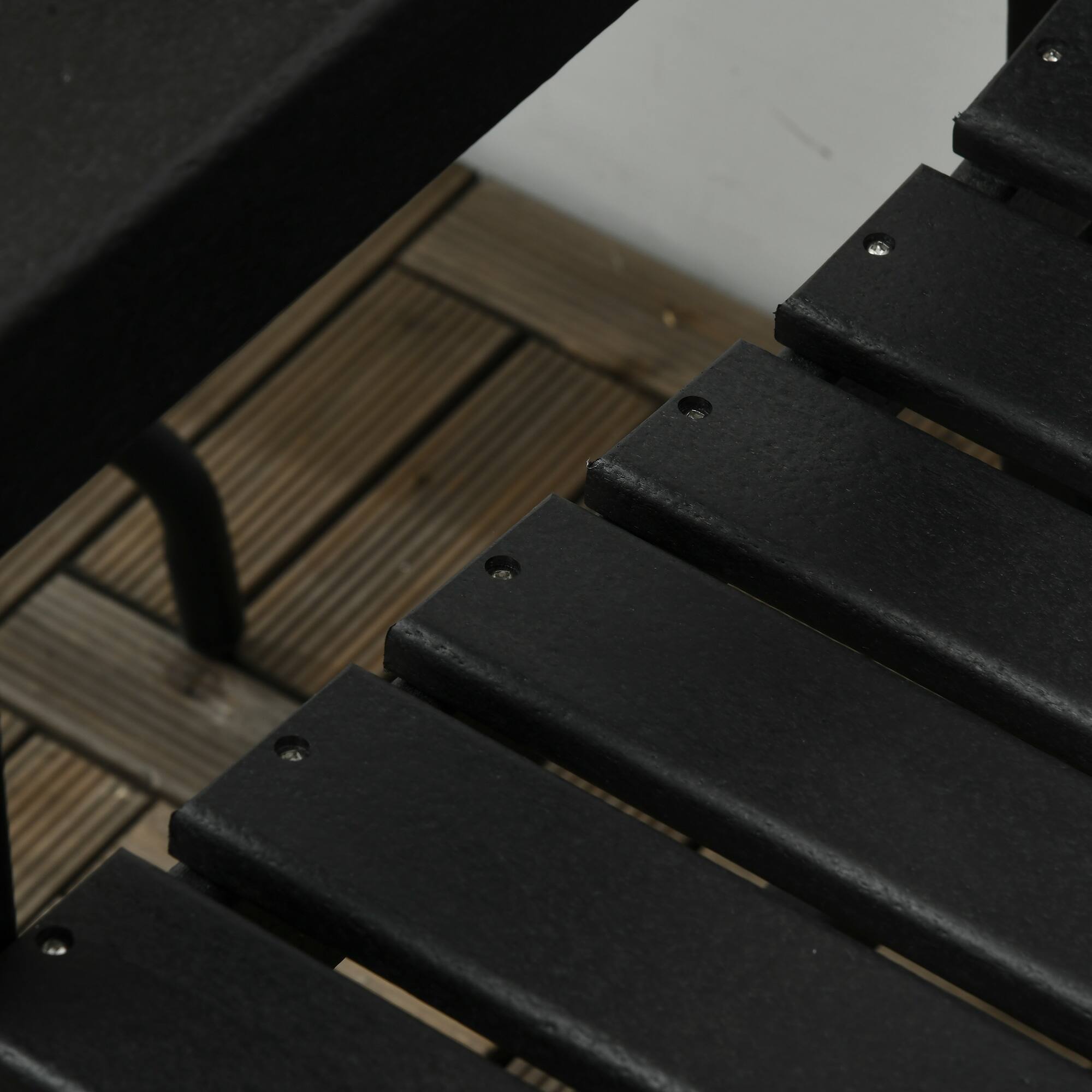 Alt View 7. Outsunny - All-Weather Patio Chair, HDPE Patio Dining Chair, Heavy Duty Wood-Like Outdoor Furniture for Garden, Backyard, Deck - Black.