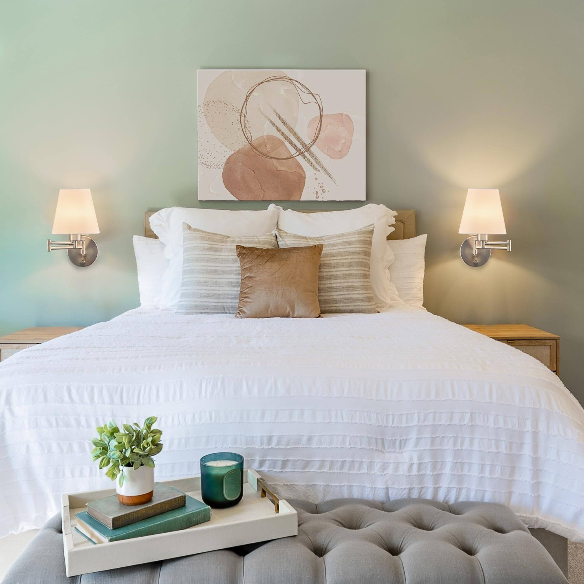 Alt View 5. HM 1810 - Wall Sconce Set Of Plug In HardwiSwing Arm Lamps Adjustable Mounted Lighting Fixtures Modern Lights With - Gold Swing Arm of 2 Pack.