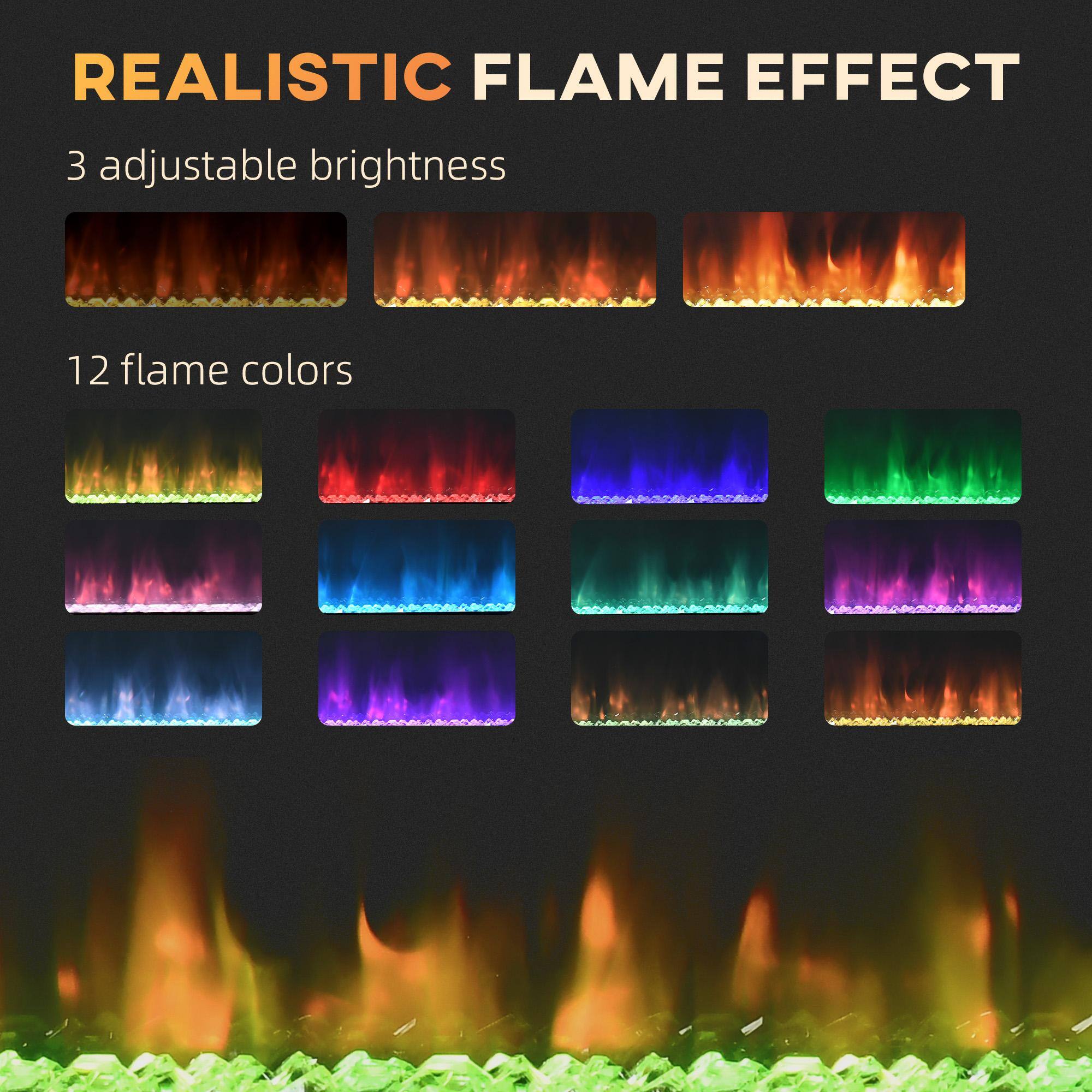 REALISTIC FLAME EFFECT

3 adjustable brightness

12 flame colors