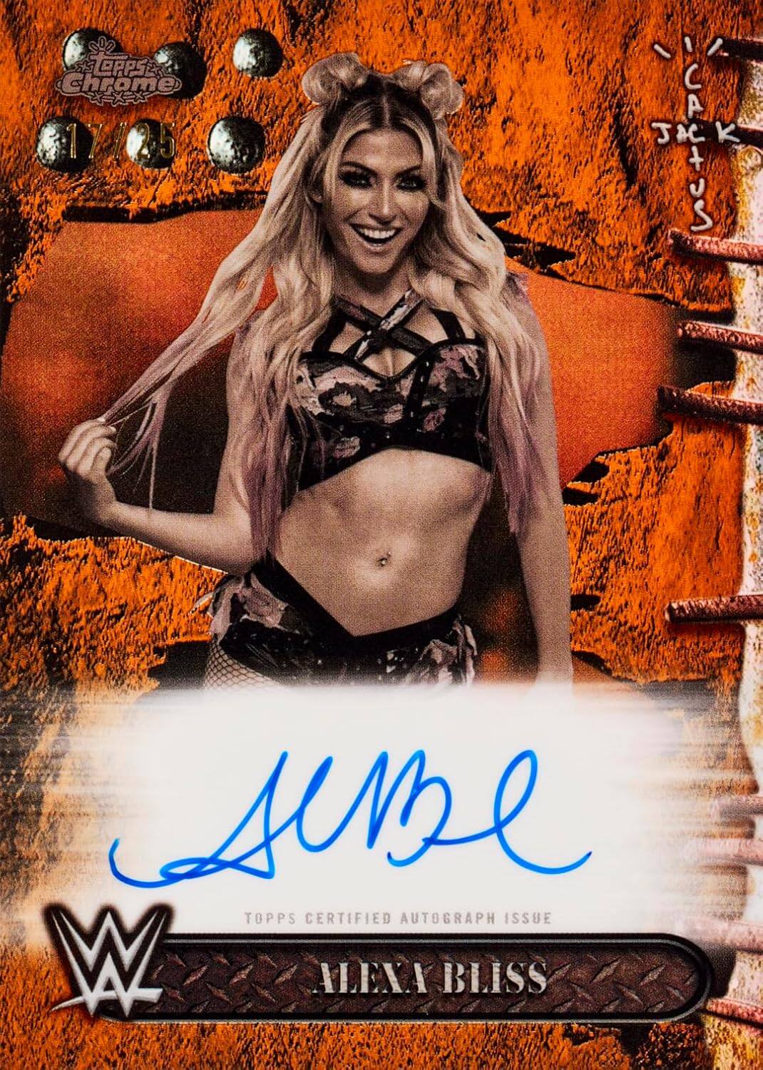 APPS Chrome 17725  
17/25  
TOPPS CERTIFIED AUTOGRAPH ISSUE  
ALEXA BLISS  
CPC+US  
JACK  
SME  
ICAK  
JACKUS
