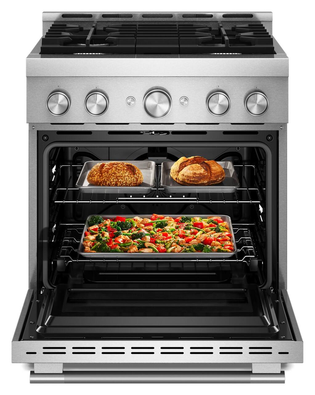 Alt View 2. KitchenAid - 4.1 Cu. Ft. Slide-In Commercial Gas True Convection Range with Self-Cleaning and No Preheat Air Fry Mode - Stainless Steel.