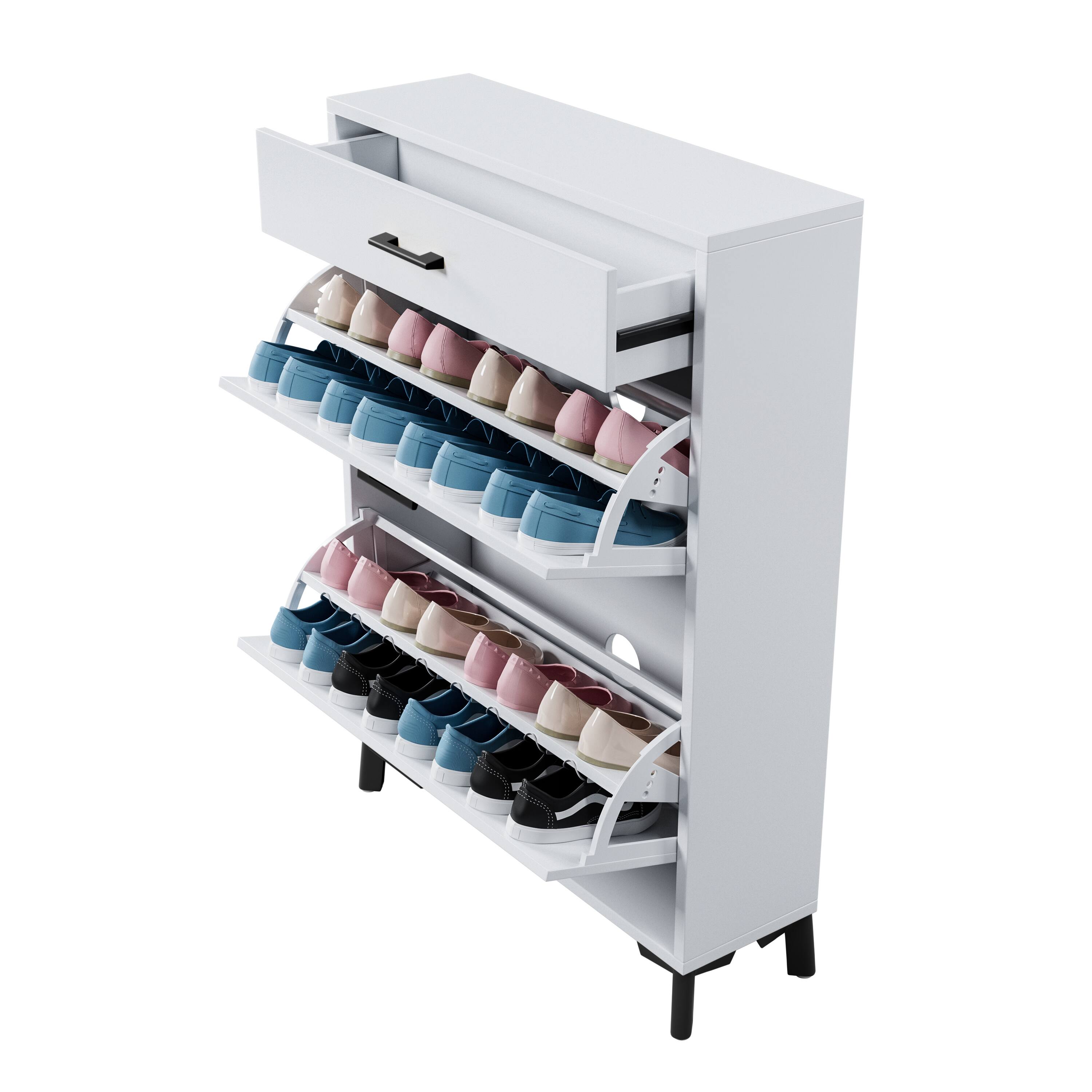 Alt View 5. Spaco - Spaco 2 Drawers Shoe Storage Cabinet for Entryway, Free Standing Hidden Shoe Organizer Rack for Doorway, Hallway, Closet - White.