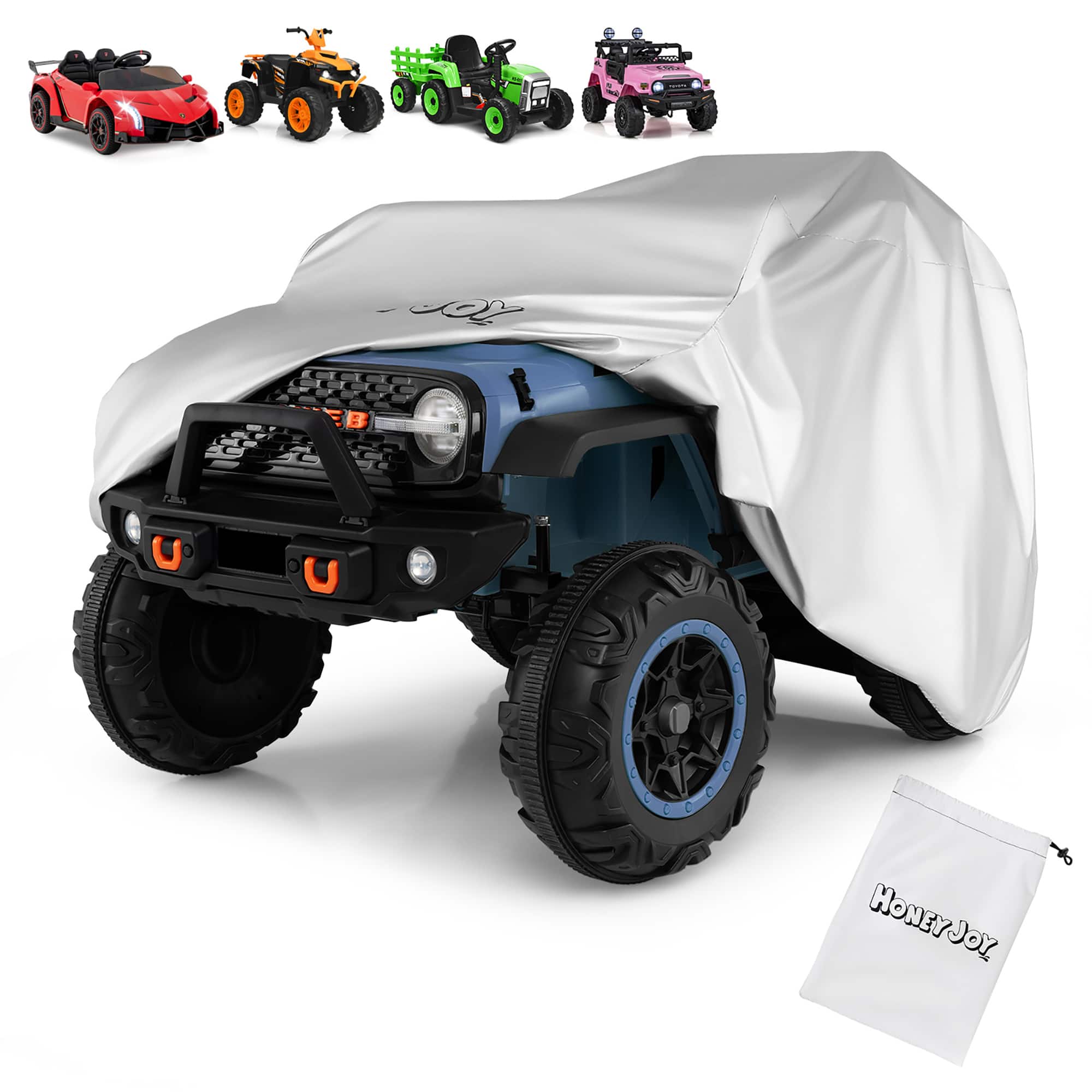 Gymax - Kids Ride-On Toy Car Cover w/ Coating Storage Bag Universal Fit for Truck - Silver