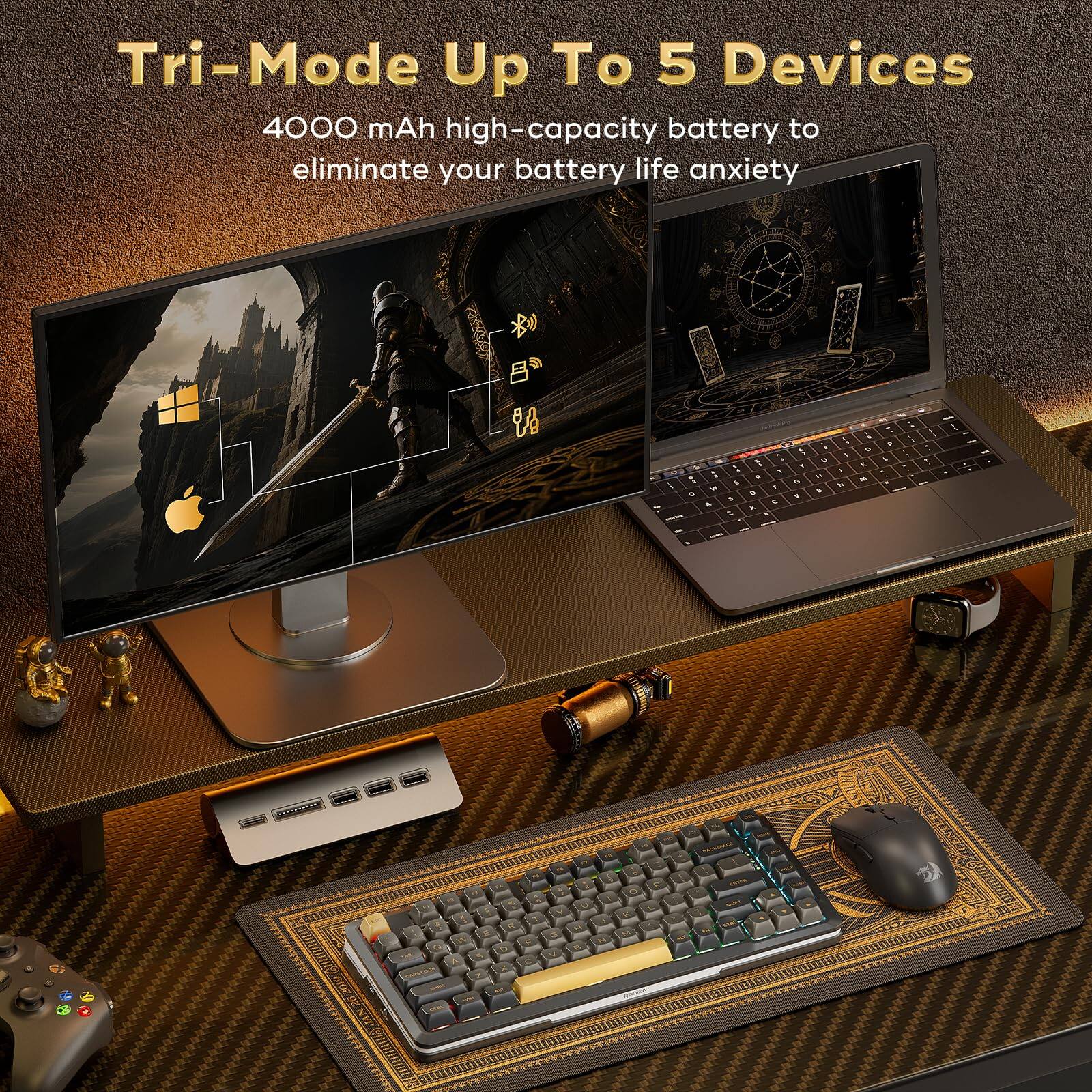 Tri-Mode Up To 5 Devices

4000 mAh high-capacity battery to eliminate your battery life anxiety
