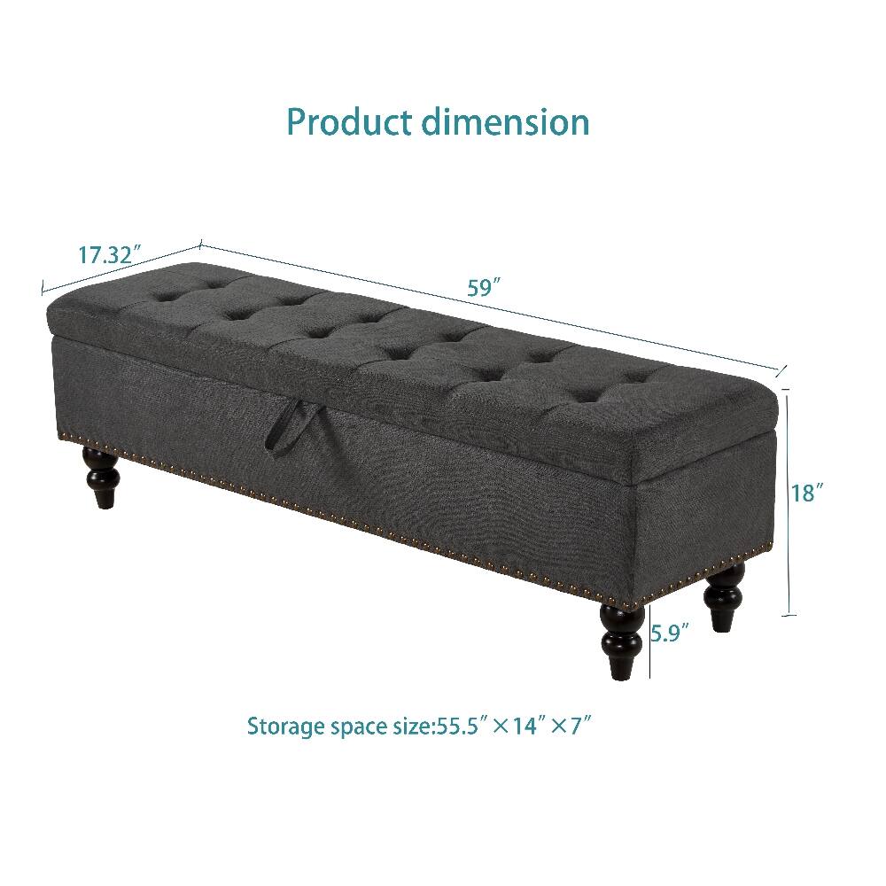 Product dimension  
17.32"  
59"  
18"  
5.9"  

Storage space size: 55.5" x 14" x 7"