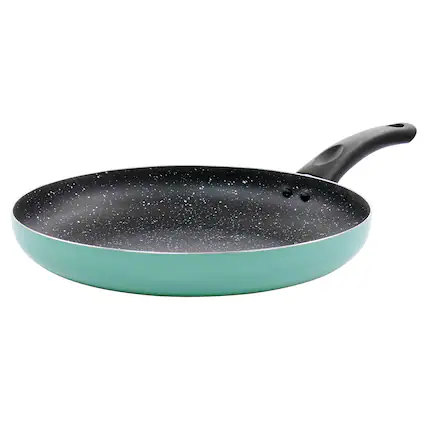 Front. Oster - Oster Luneta 11.5 Inch Aluminum Nonstick Frying Pan in Teal - Teal.