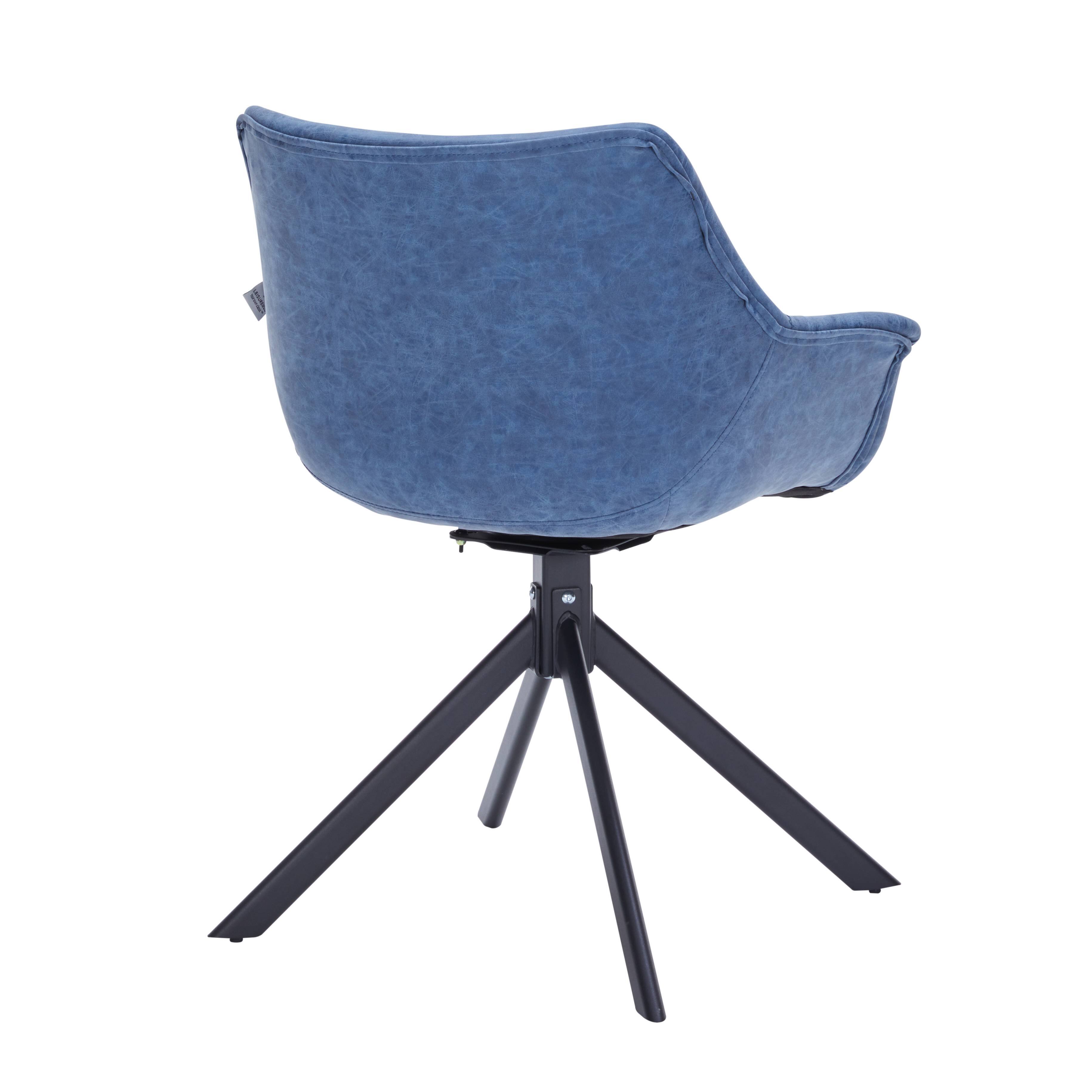 Alt View 4. LeisureMod - Markley 4-PCS Modern 360 Swivel Faux Leather Dining Armchair with Iron Legs - Light Blue.