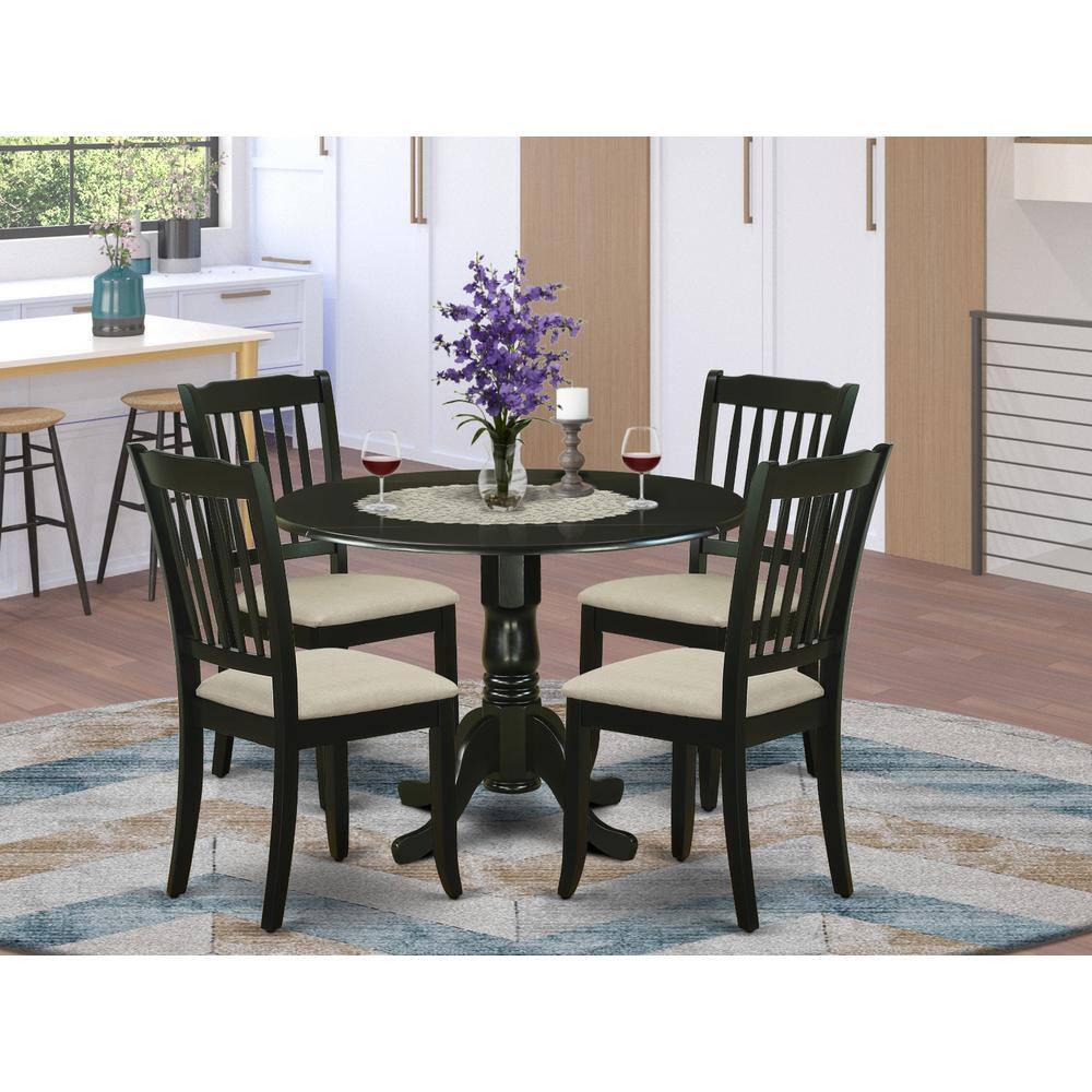 Left. East West Furniture - Dining Room Set Black - Brown.