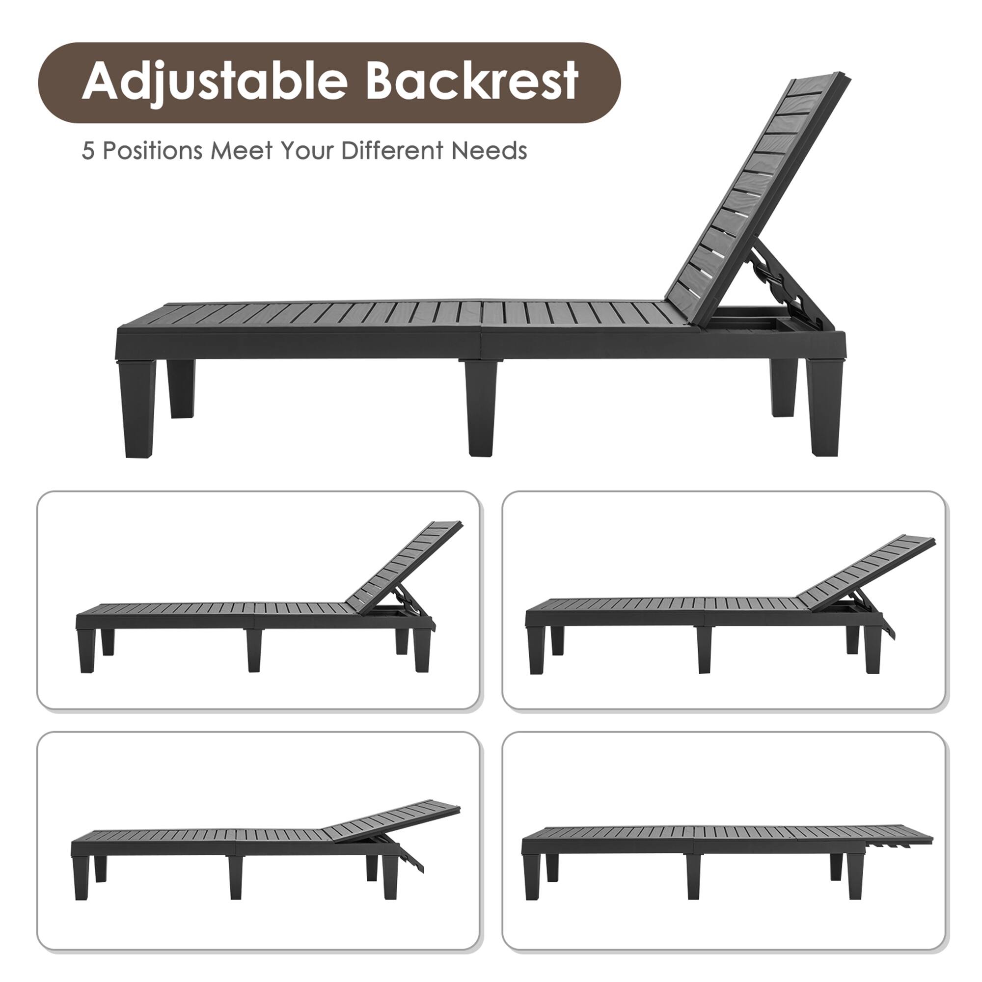 Adjustable Backrest
5 Positions Meet Your Different Needs
