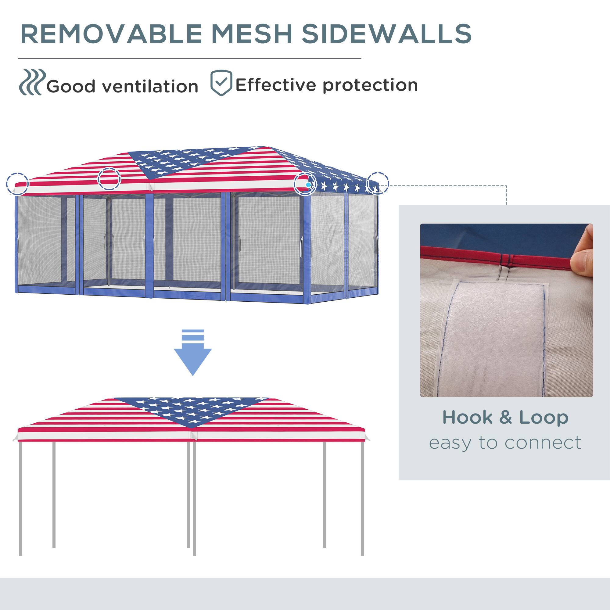 REMOVABLE MESH SIDEWALLS

Good ventilation
Effective protection
Hook & Loop easy to connect