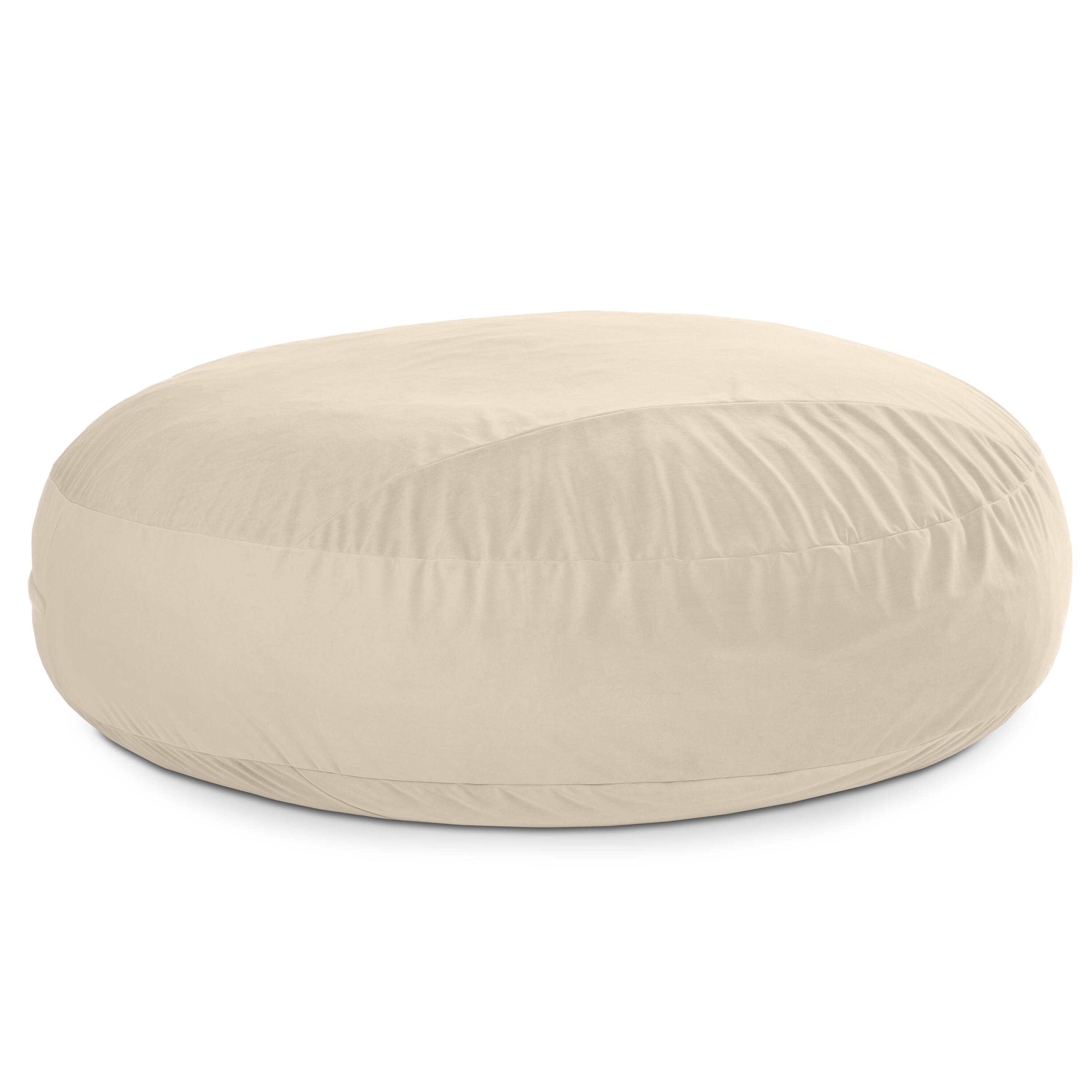 Front. Jaxx - Jaxx 7 Foot Cocoon - 2-in-1 Convertible Bean Bag Bed & Large Bean Bag Chair for Adults, Lush Velvet Ivory - Lush Velvet Ivory.