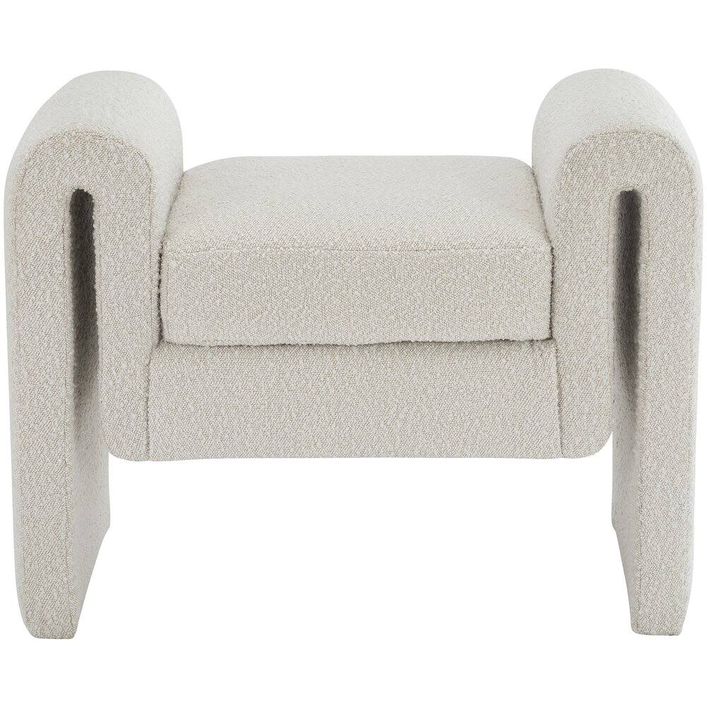 Alt View 2. Meridian Furniture - Stylus Cream Boucle Fabric Bench - Beige.