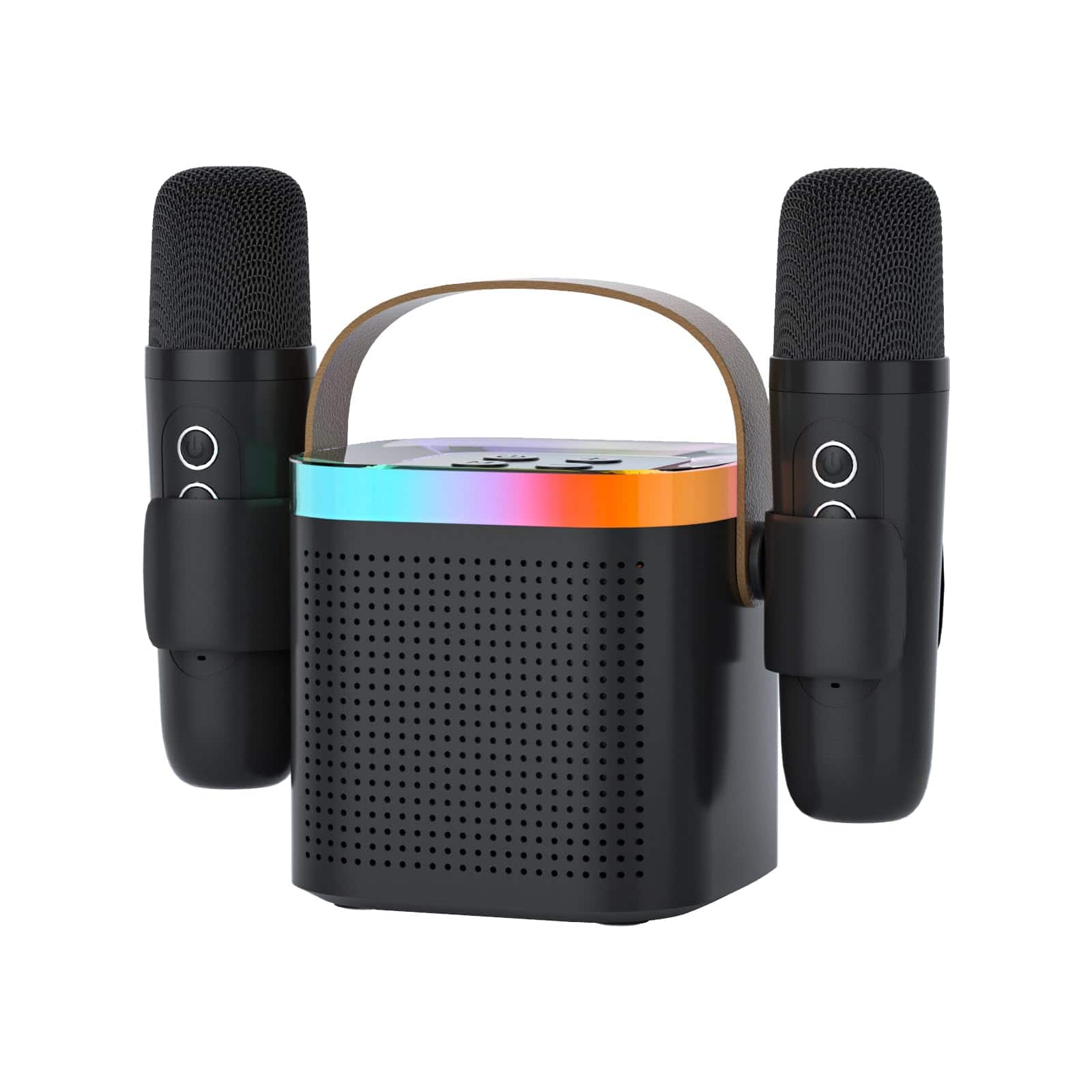 Cedar Assembly - Karaoke Machine With 2 Wireless Microphones For Adults Portable Power Amplifier Pa System Led Lights Supp - Black