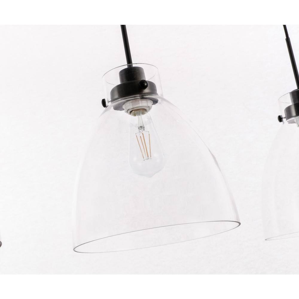 Alt View 3. Living District - Frey 3 light Black and Clear glass pendant - Black And Clear Glass.