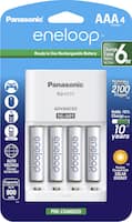 Panasonic - eneloop Charger and 4 AAA Batteries Kit - White - Front_Zoom