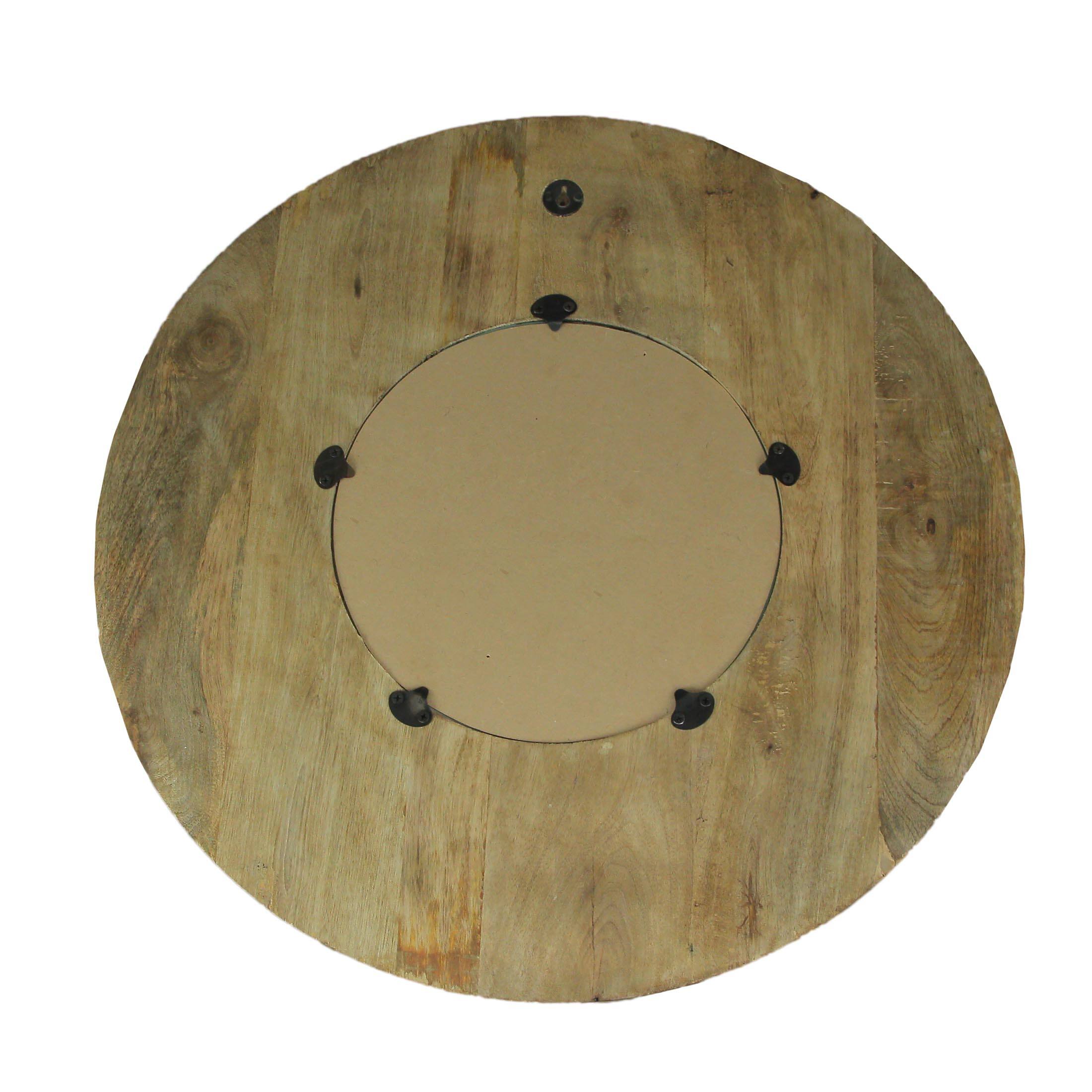Alt View 2. Things2Die4 - Carved Wooden Frame Round Wall Mirror 23.5 Inch Diameter Hand Painted Accents - Brown.