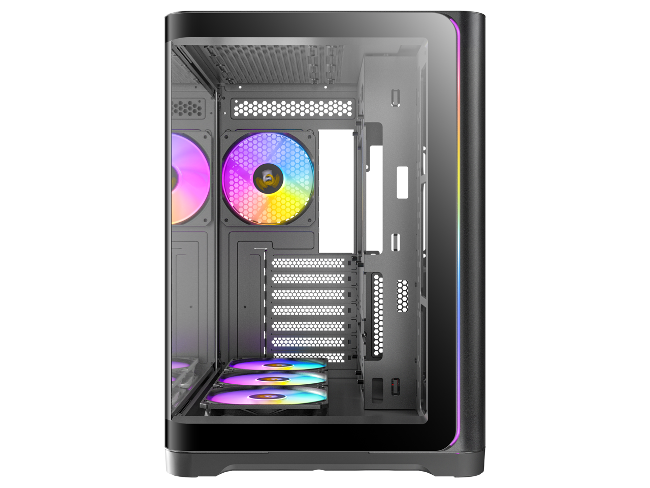 Alt View 5. Antec - C5 Curve ARGB, 4 x 120mm ARGB PWM Fans Included, Curved Tempered Glass Front & Side Panels, Mid-Tower ATX PC Case - Black.