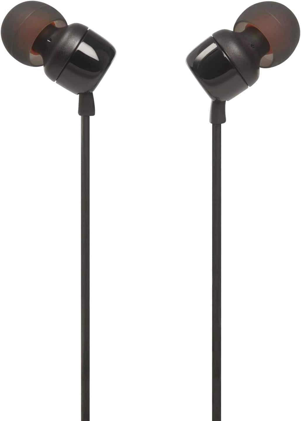 JBL - TUNE 110 BLACK In-Ear Tangle-Free Wired Headphones (Black)