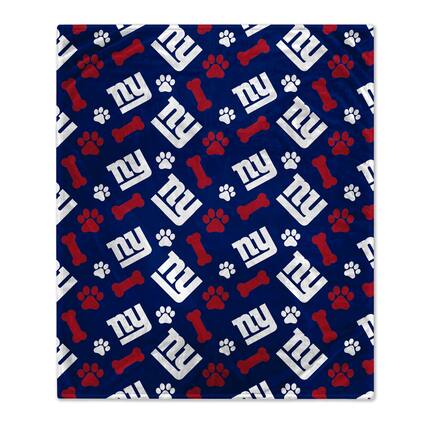 Front. Pegasus - New York Giants 40" x 50" Lightweight Bones Flannel Fleece Pet Blanket - Blue.